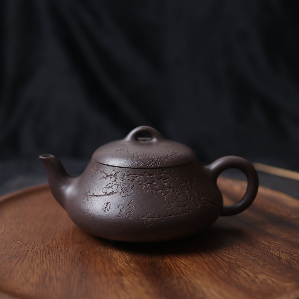 新品**李寒勇弟子*【石瓢壺】全手工紫泥雕刻紫砂茶壺– Cha-Tailor Tea
