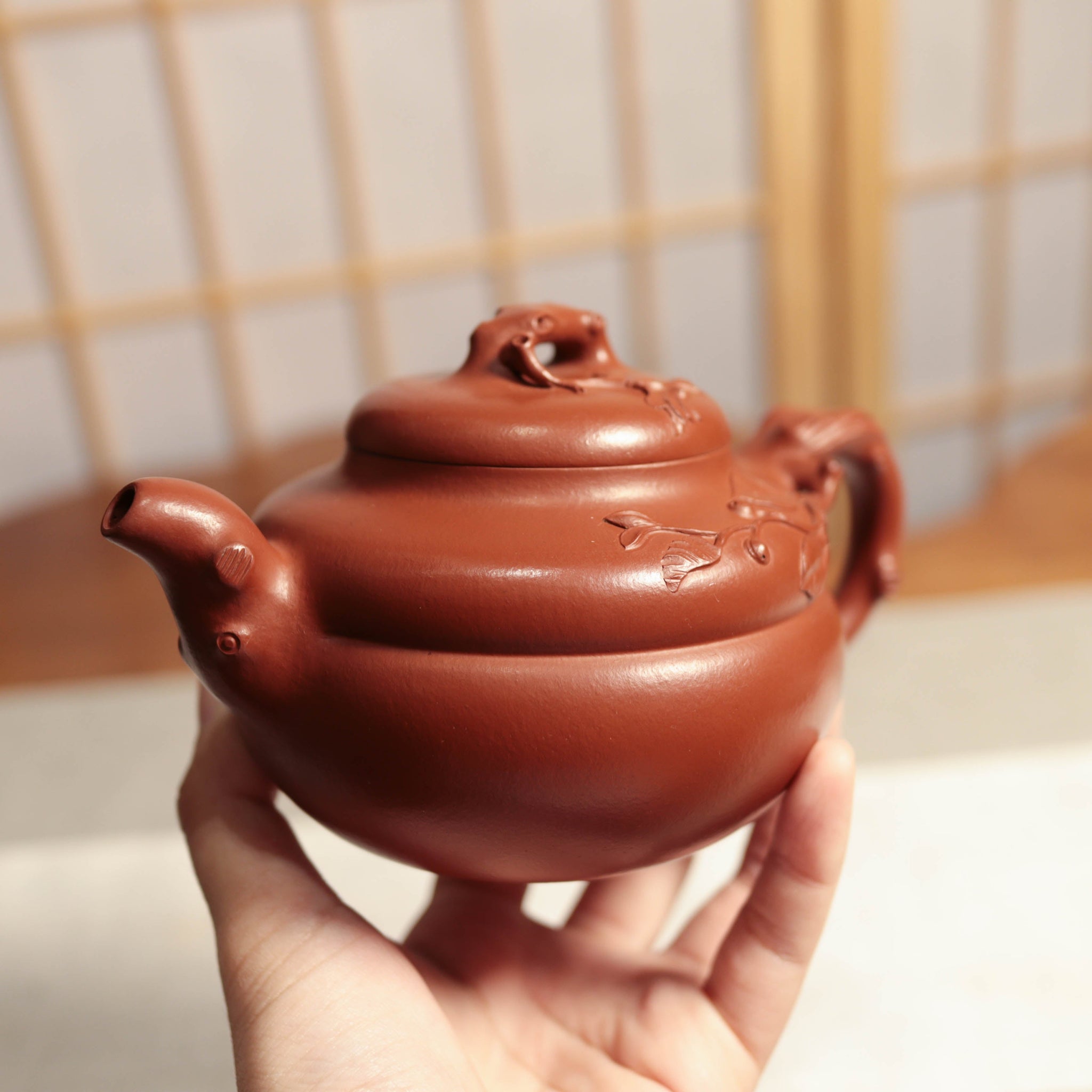 *秋日賞｜買一送五*【葫蘆壺】朱泥貼花紫砂茶壺