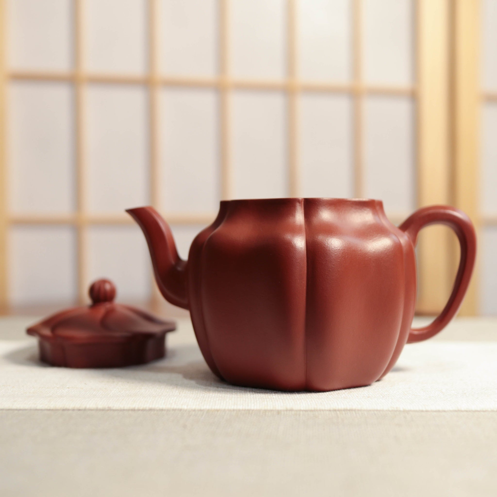 *Autumn reward｜Buy one get five free* [Linghua Autumn Water] Fully handmade Dahongpao ribbed purple clay teapot (lid slightly defective)