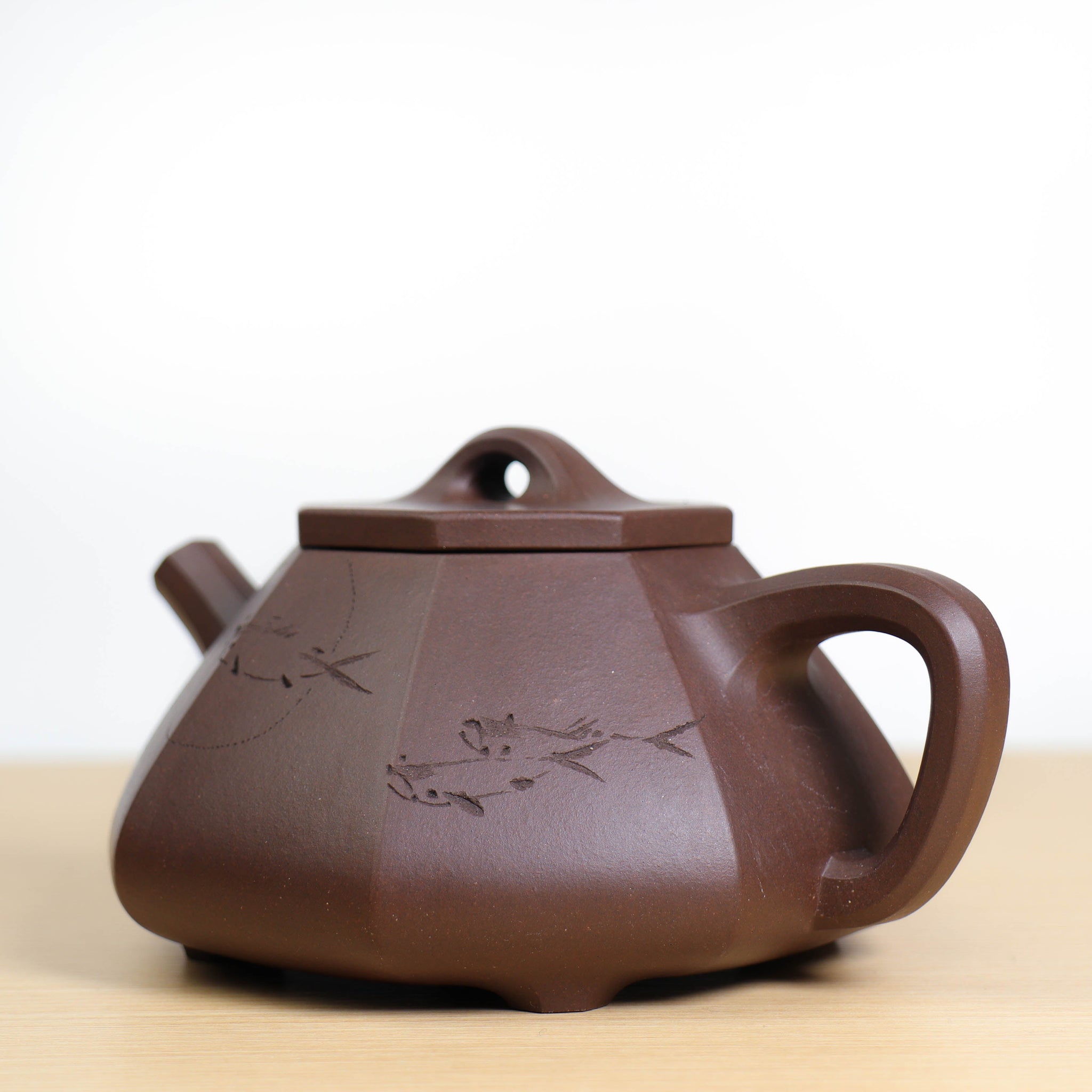 *Autumn reward｜Buy one get five free* [Bafang Stone Ladle Teapot] Raw Mineral Purple Clay Carved Purple Clay Teapot