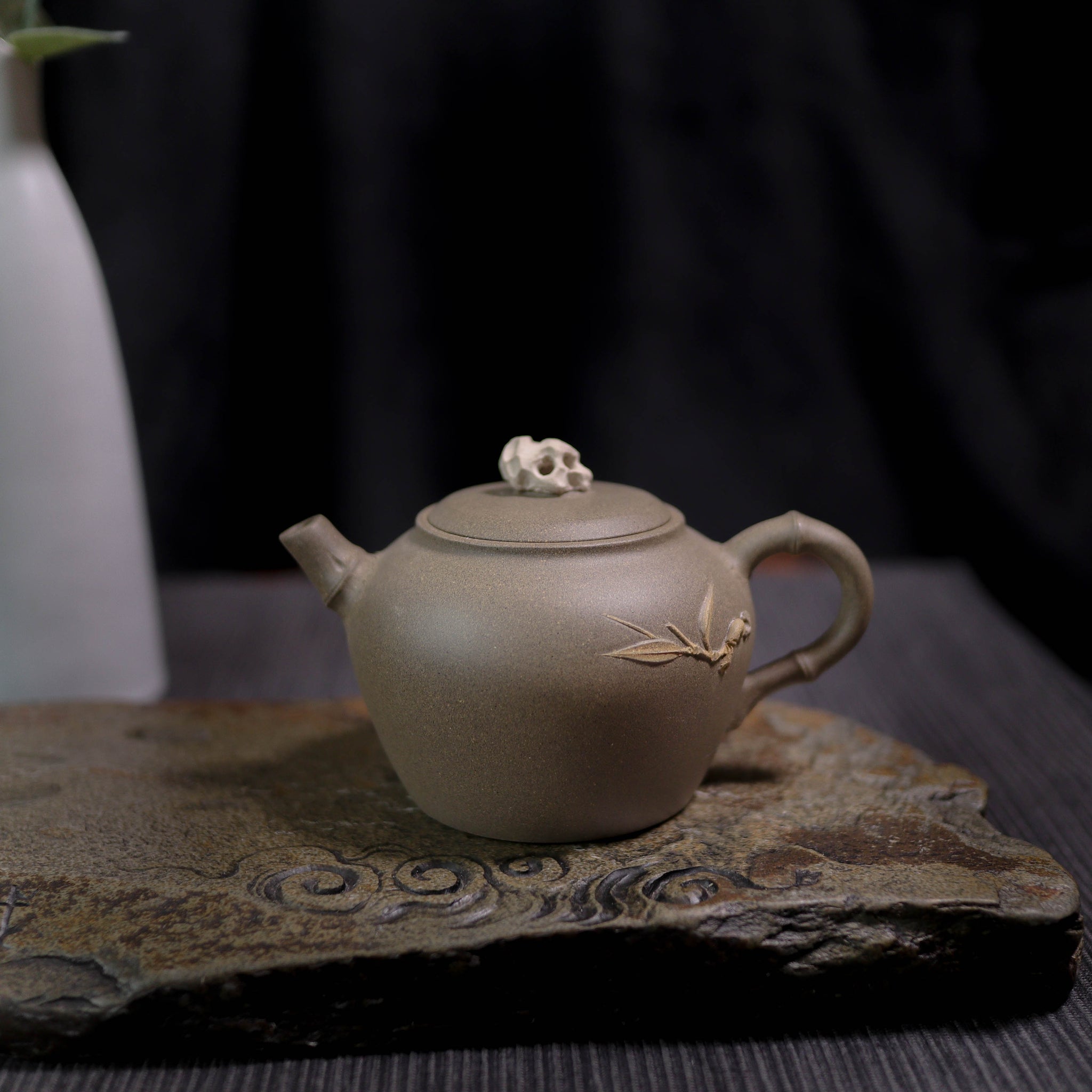 *新品*【太湖石·竹】全手工原礦青段泥仿生紫砂茶壺