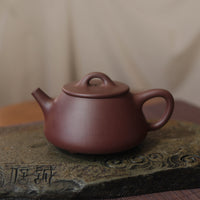 (Sold) [Flat lid stone scoop] Fully handmade azure clay teapot