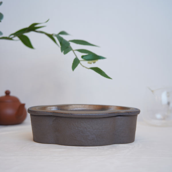 （已售出）*新品*【海棠】金屬鎏金古銅釉窯變炻器壺承