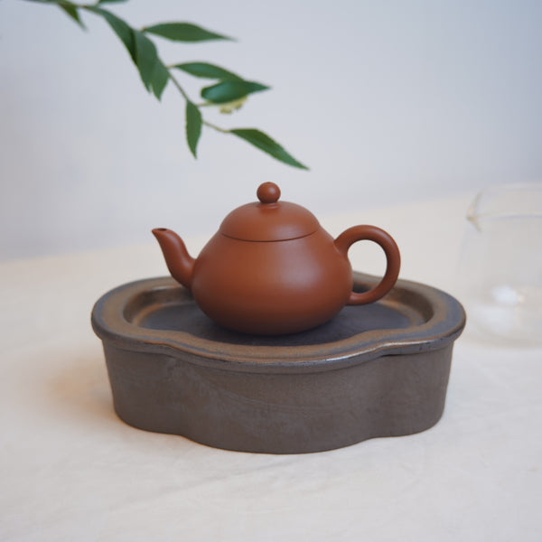 （已售出）*新品*【海棠】金屬鎏金古銅釉窯變炻器壺承