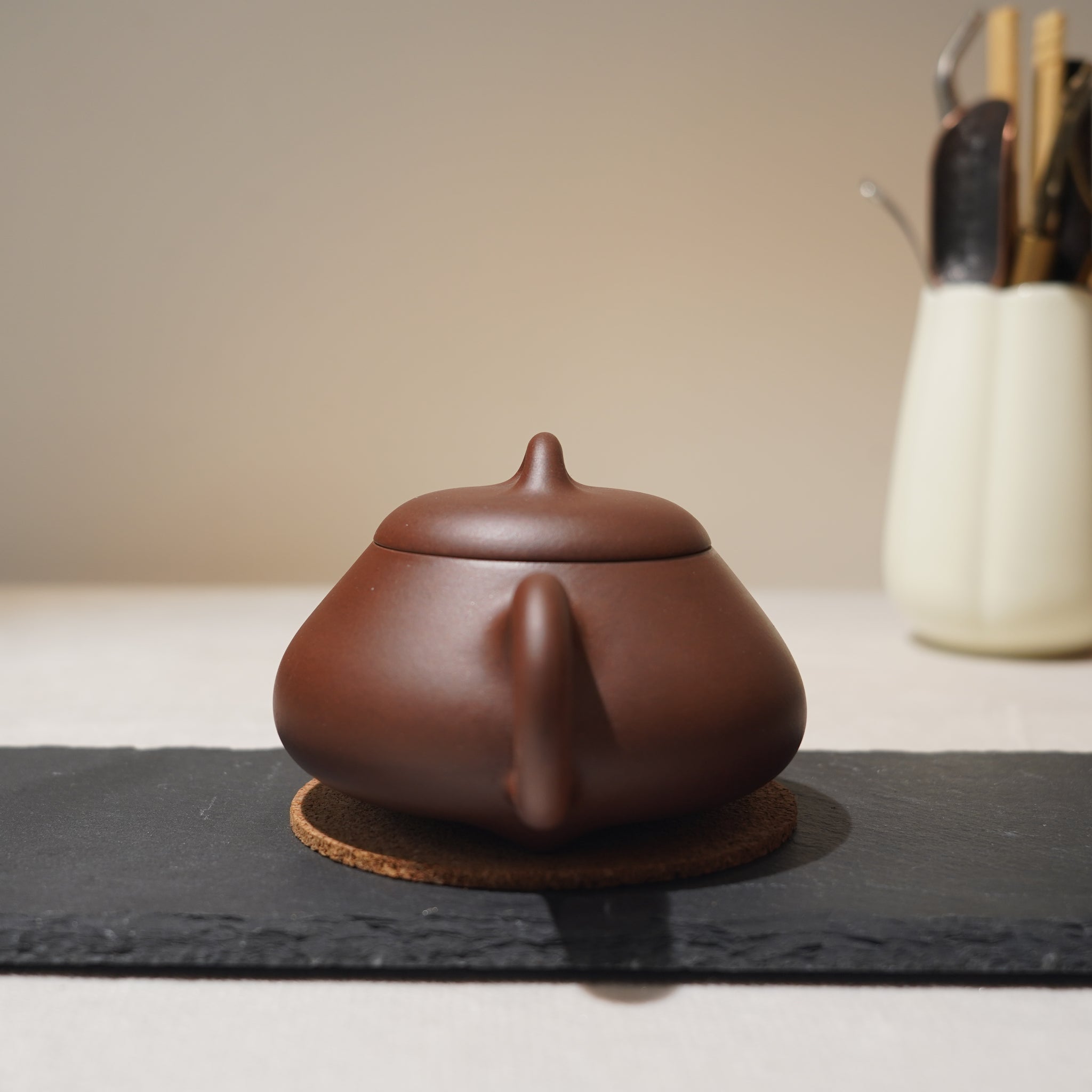 *New Product* [Pigeon Beak Stone Scoop] Fully Handmade Raw Mineral Purple Clay Teapot 