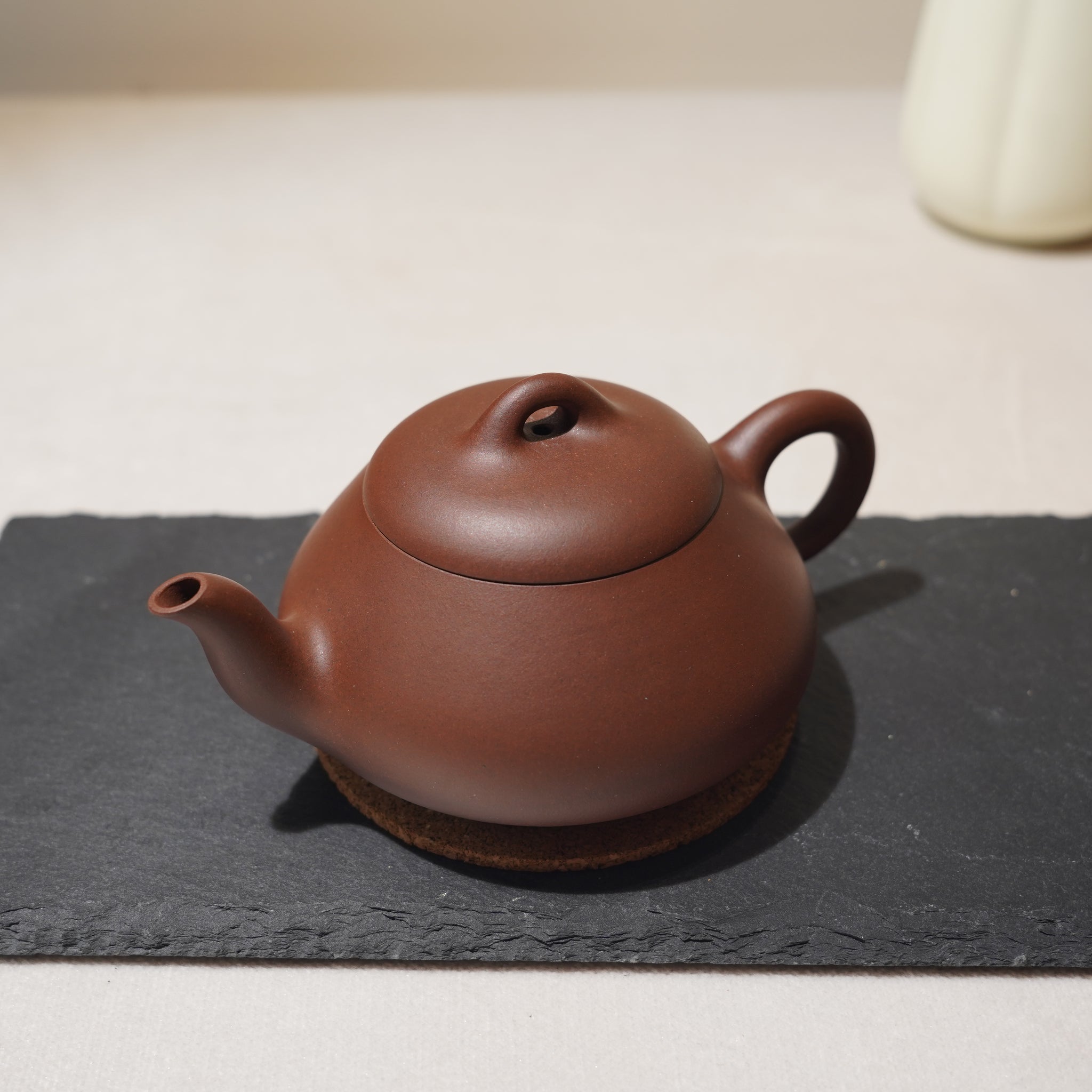 *New Product* [Pigeon Beak Stone Scoop] Fully Handmade Raw Mineral Purple Clay Teapot 