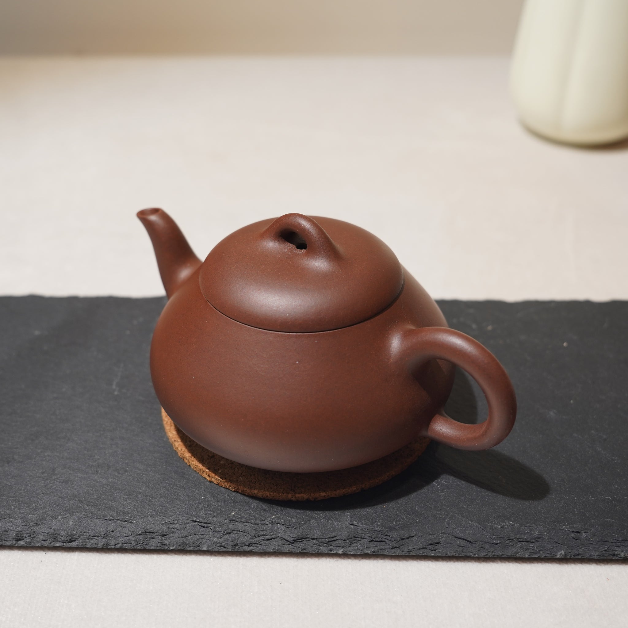 *New Product* [Pigeon Beak Stone Scoop] Fully Handmade Raw Mineral Purple Clay Teapot 