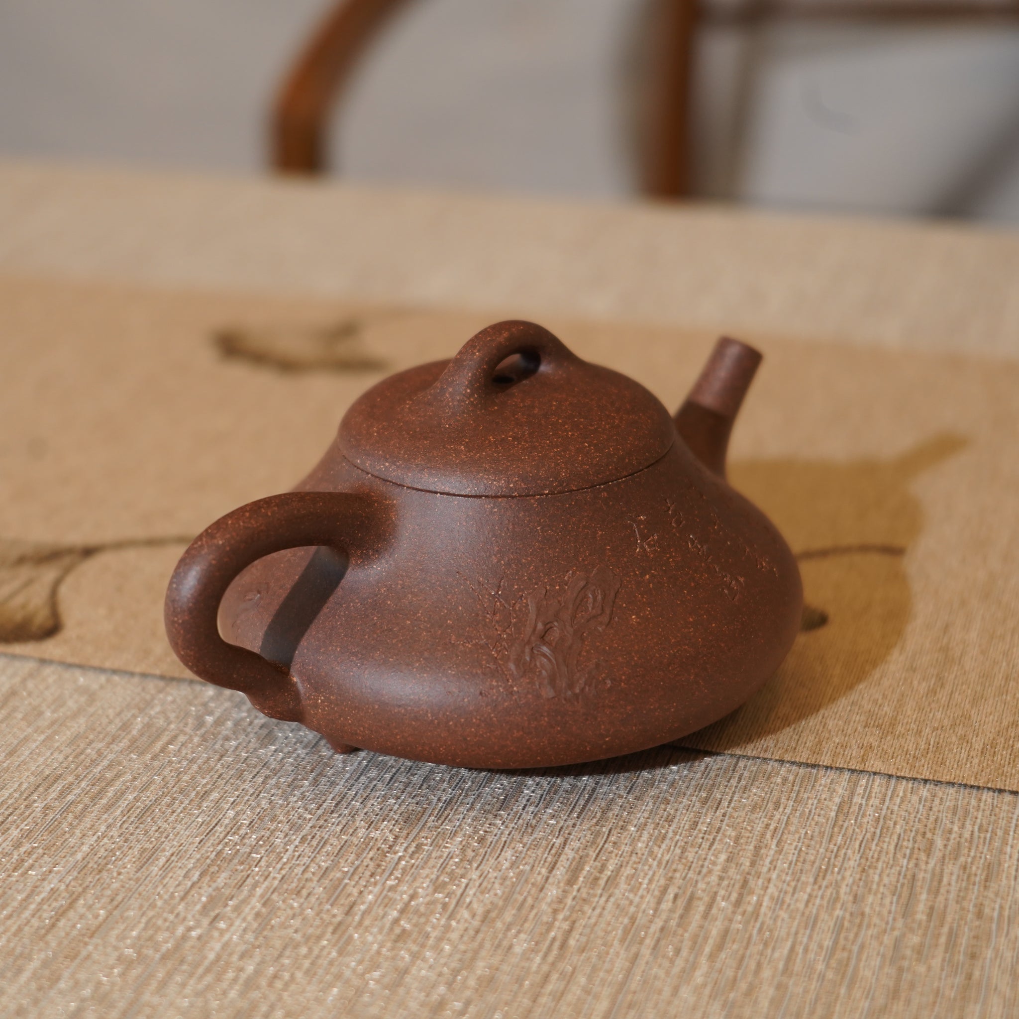 *新品*【承風石瓢】全手工紫泥刻字畫貼花紫砂茶壺