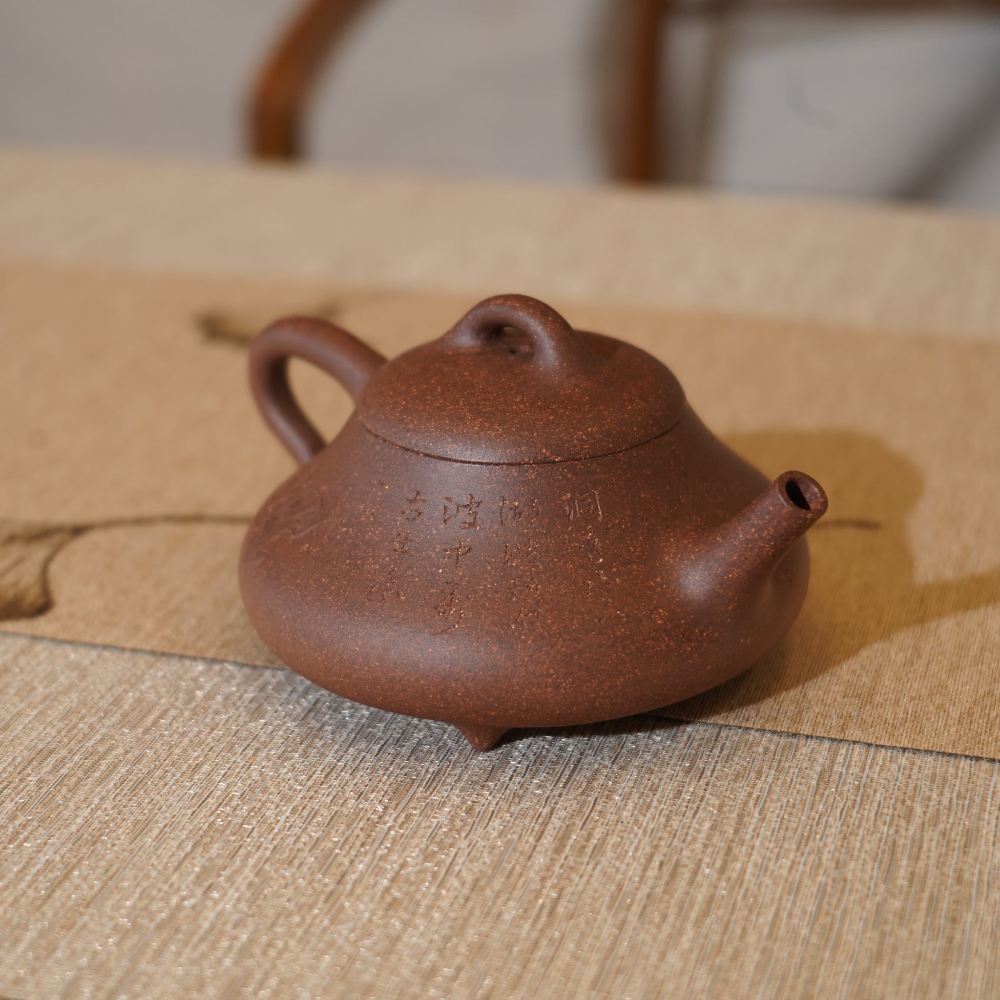 *新品*【承風石瓢】全手工紫泥刻字畫貼花紫砂茶壺