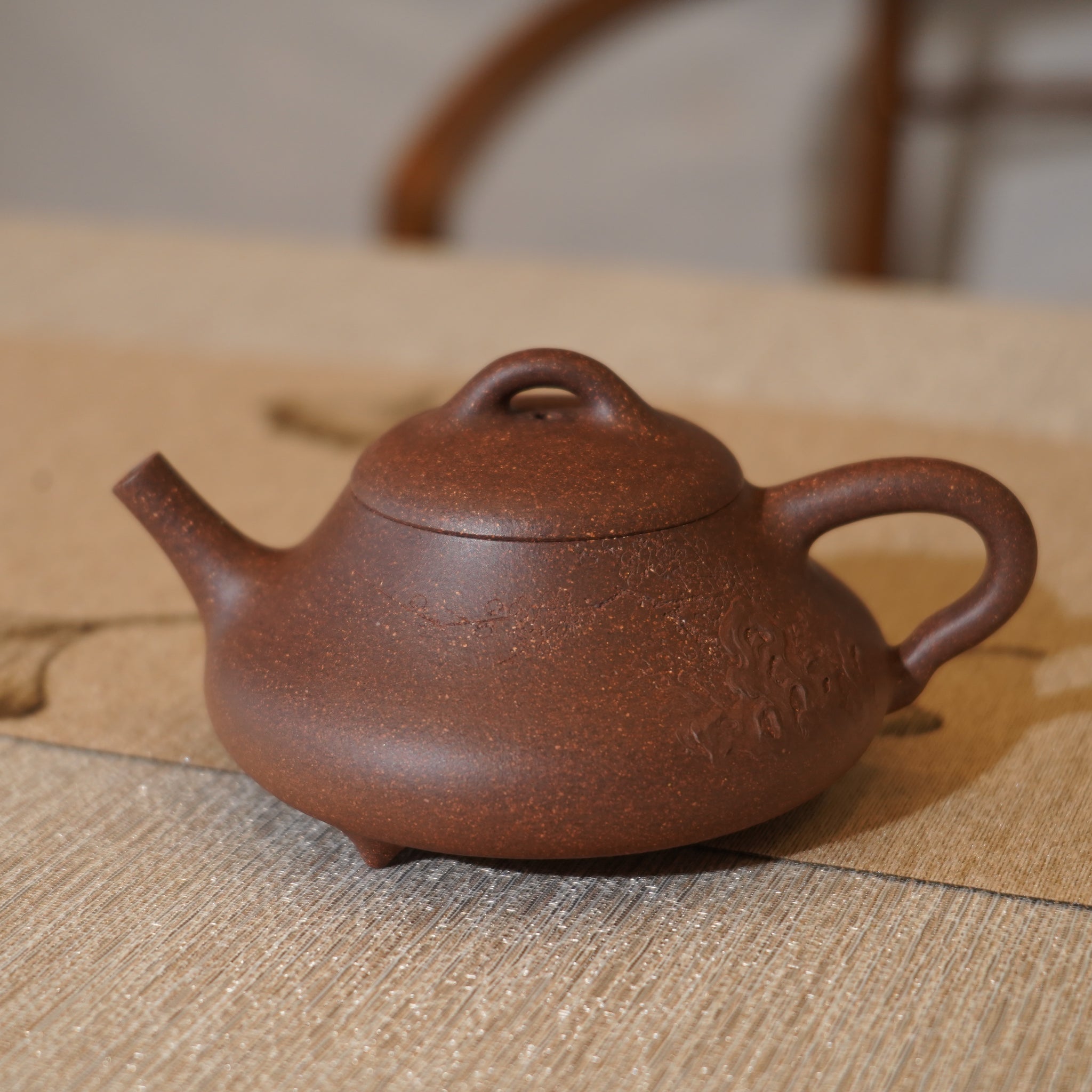 *新品*【承風石瓢】全手工紫泥刻字畫貼花紫砂茶壺