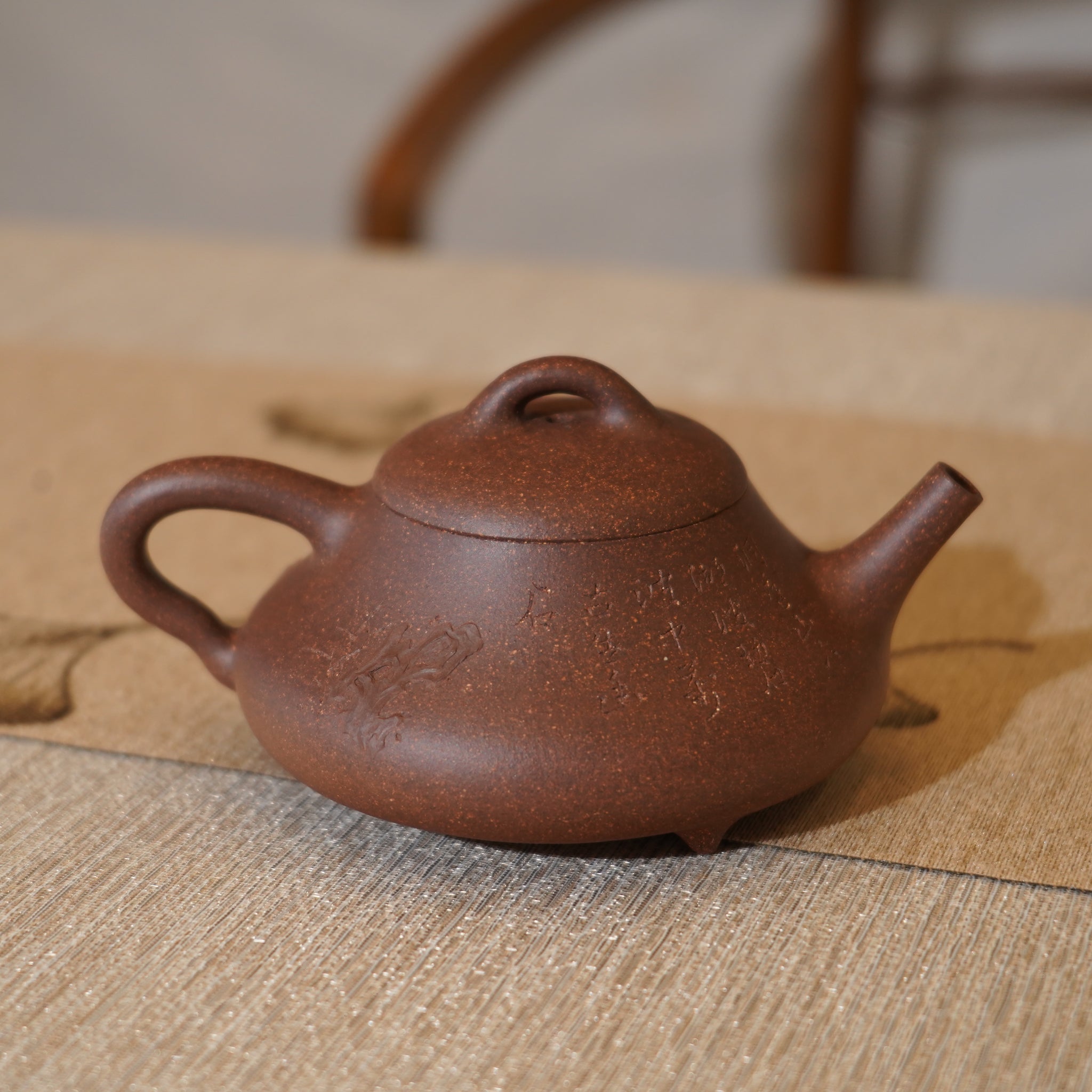 *新品*【承風石瓢】全手工紫泥刻字畫貼花紫砂茶壺