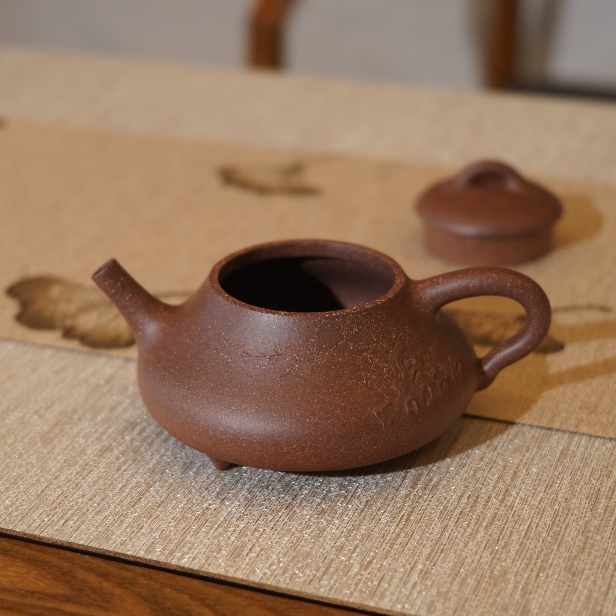 *新品*【承風石瓢】全手工紫泥刻字畫貼花紫砂茶壺