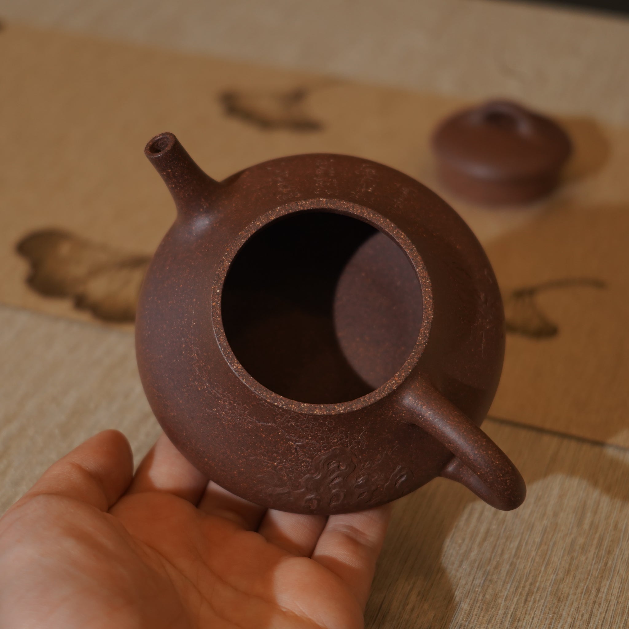 *新品*【承風石瓢】全手工紫泥刻字畫貼花紫砂茶壺