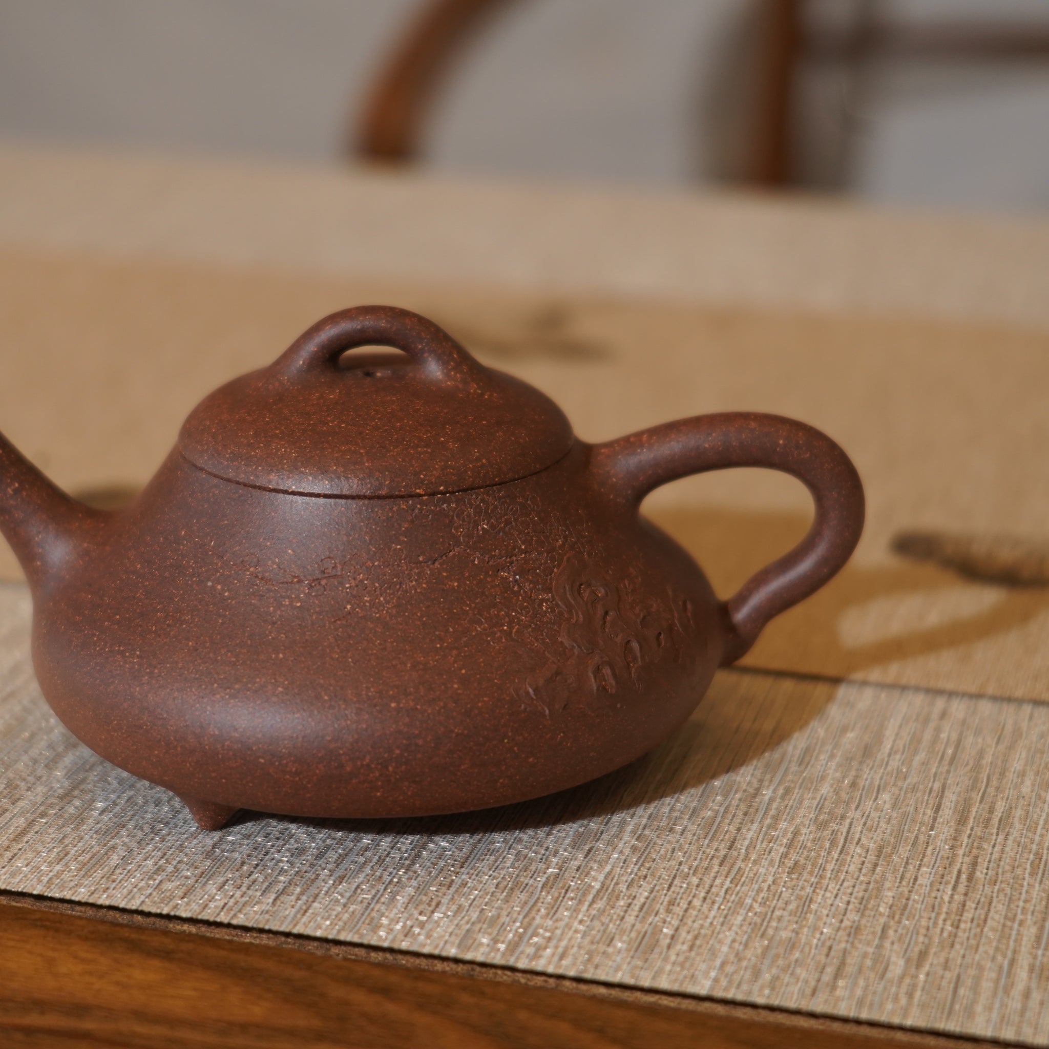 *新品*【承風石瓢】全手工紫泥刻字畫貼花紫砂茶壺