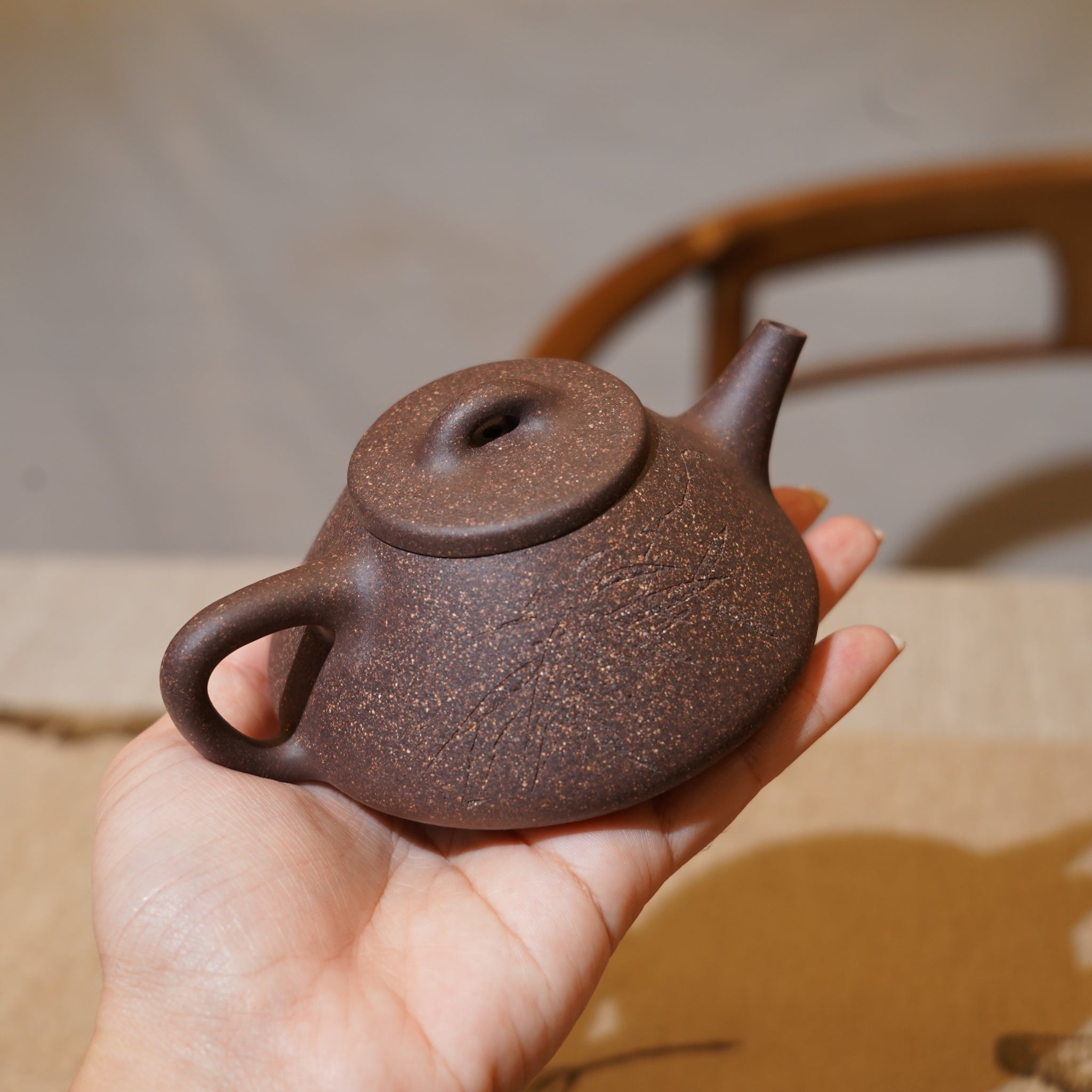 *新品*【石瓢】全手工紫泥刻字畫紫砂茶壺