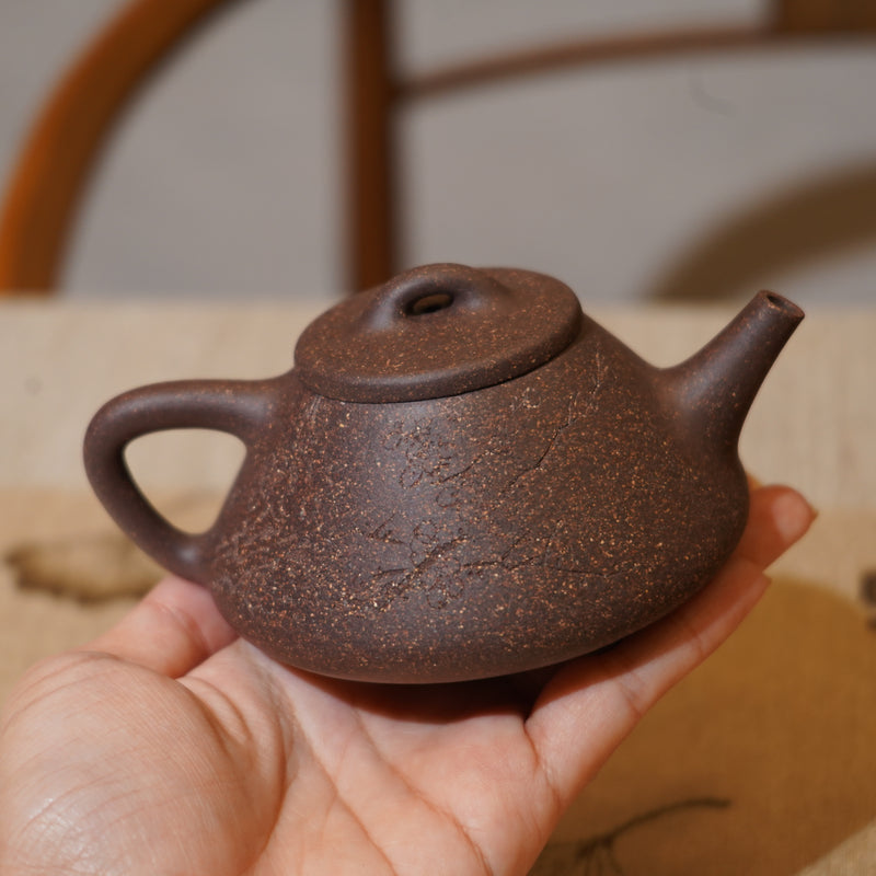 *新品*【石瓢】全手工紫泥刻字畫紫砂茶壺