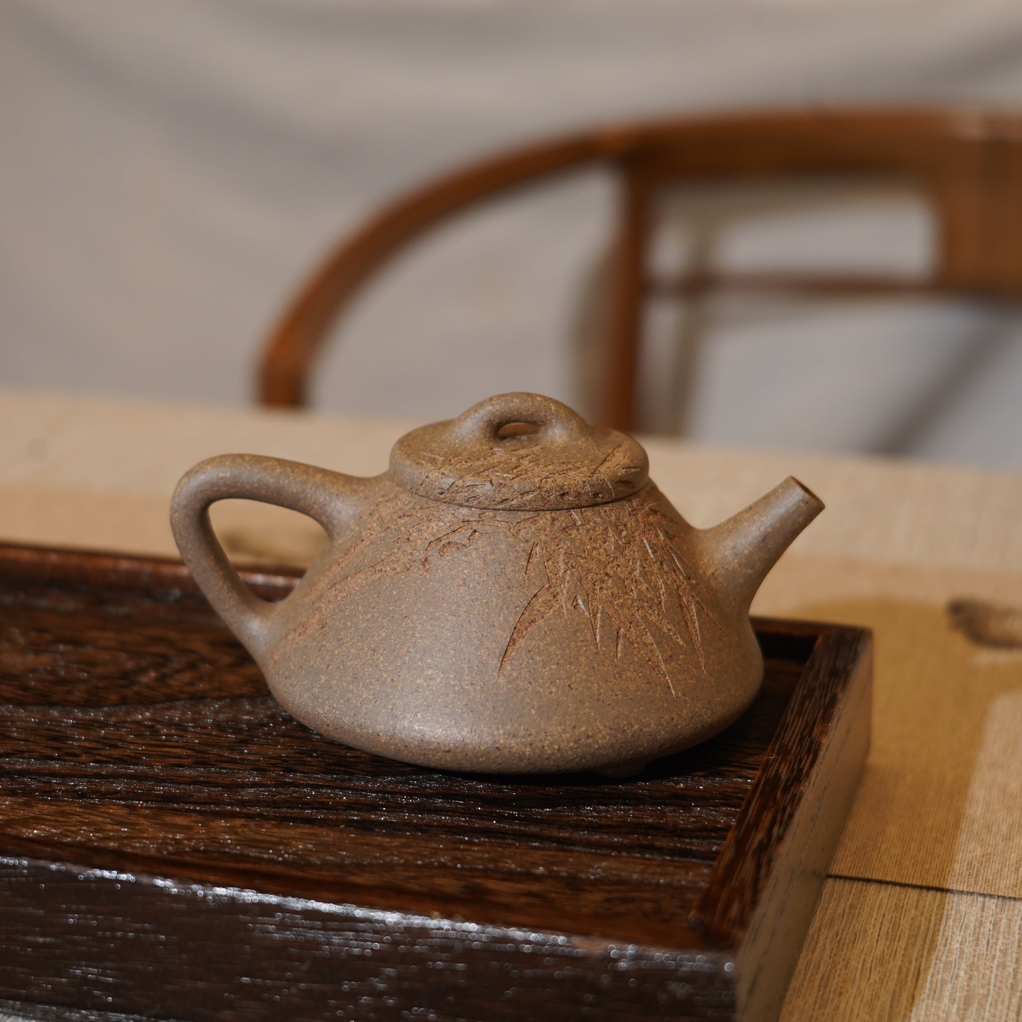 *新品*【子冶石瓢】全手工手磨段泥刻字畫紫砂茶壺