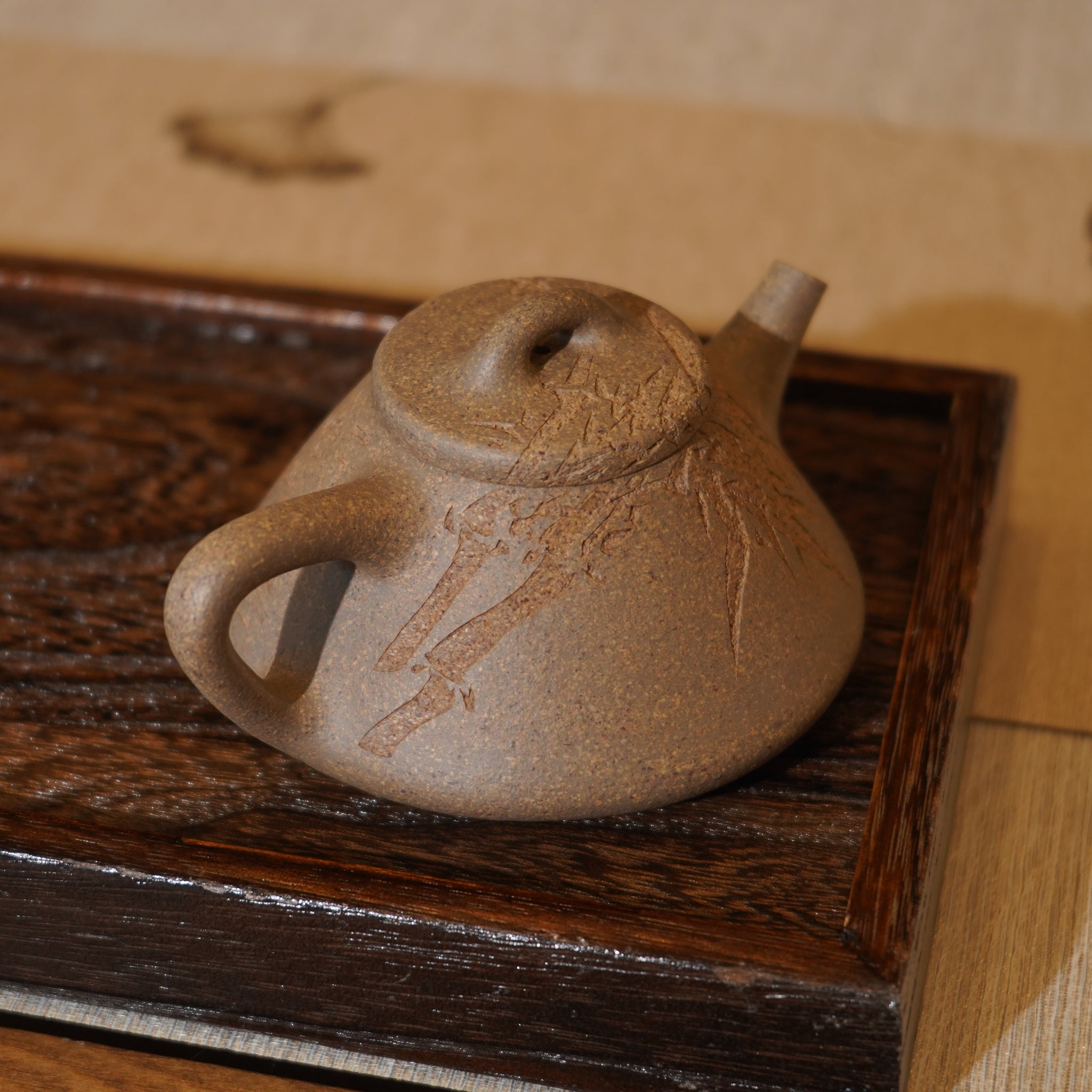 *新品*【子冶石瓢】全手工手磨段泥刻字畫紫砂茶壺