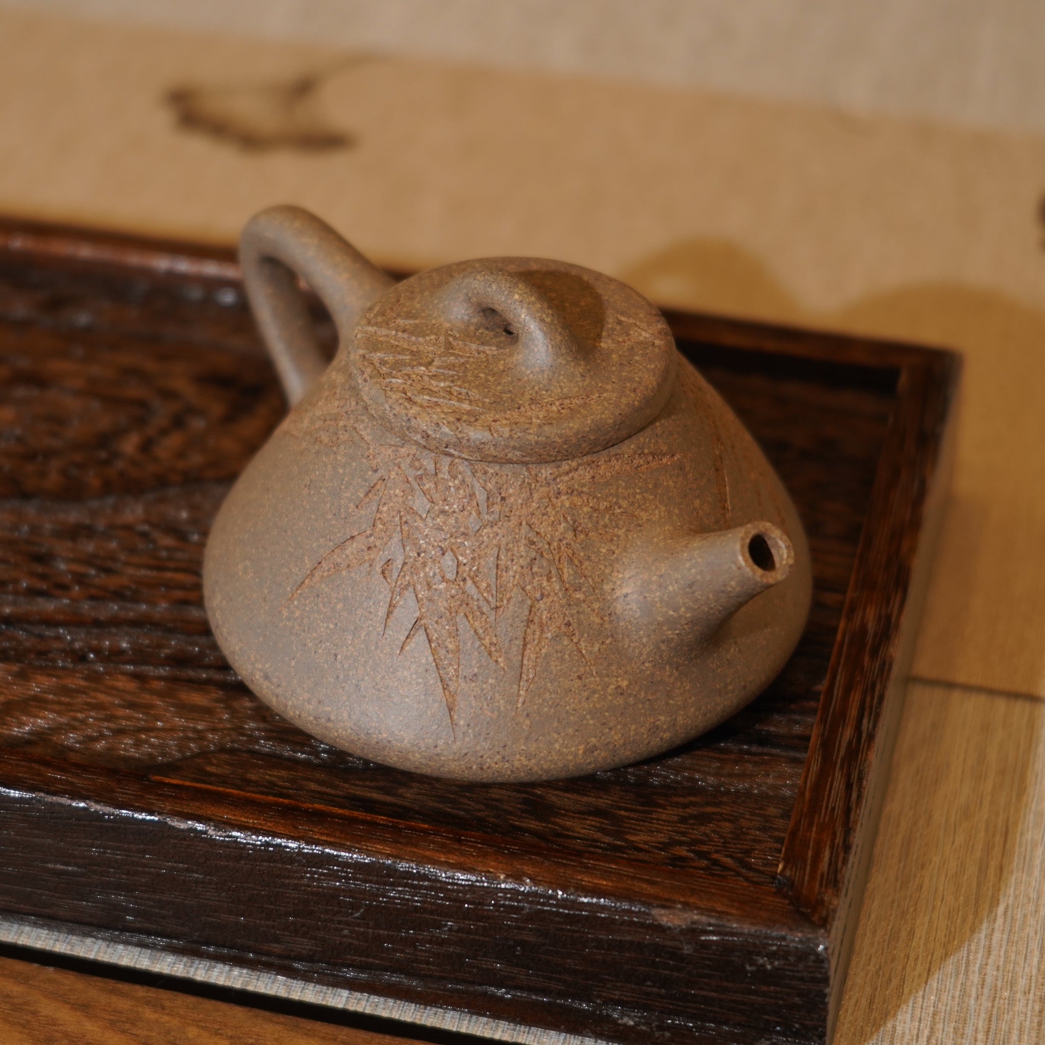 *新品*【子冶石瓢】全手工手磨段泥刻字畫紫砂茶壺