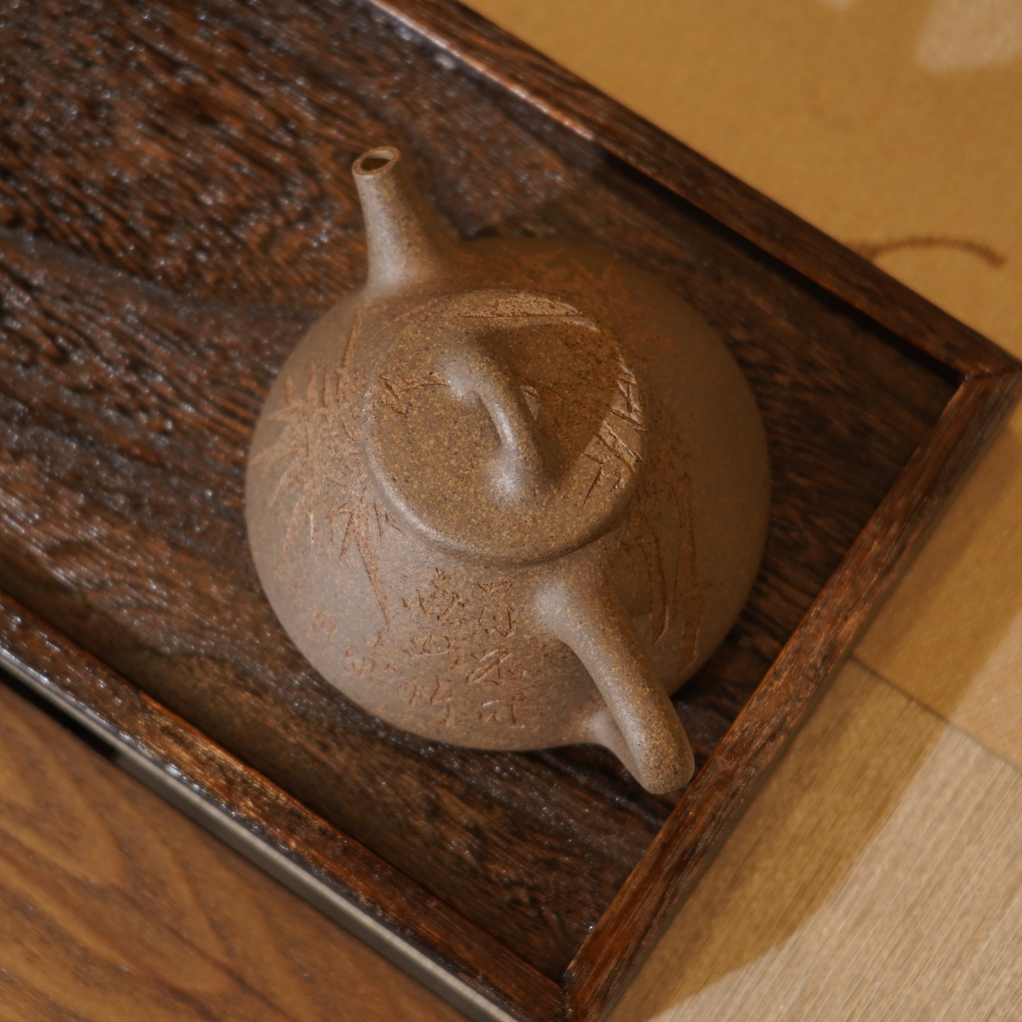 *新品*【子冶石瓢】全手工手磨段泥刻字畫紫砂茶壺