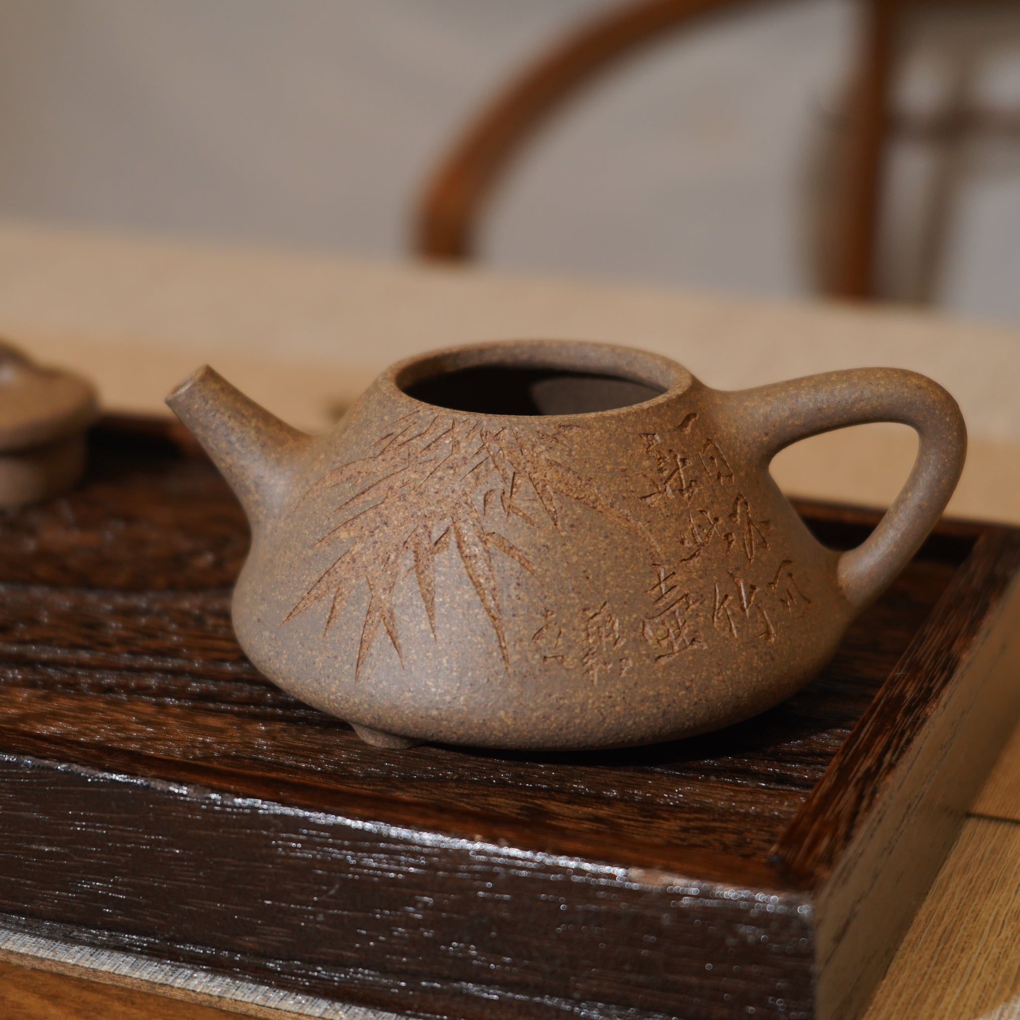 *新品*【子冶石瓢】全手工手磨段泥刻字畫紫砂茶壺