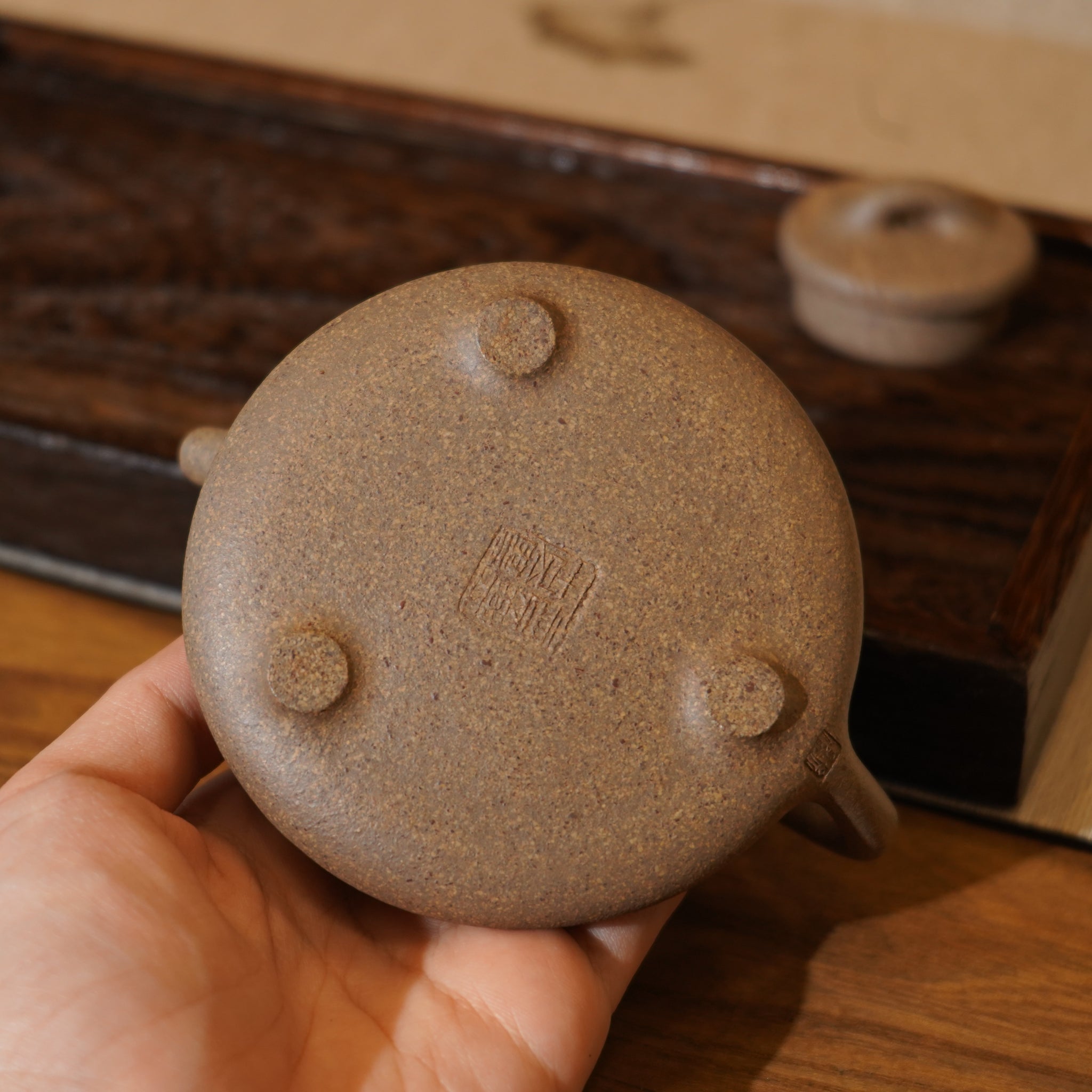 *新品*【子冶石瓢】全手工手磨段泥刻字畫紫砂茶壺