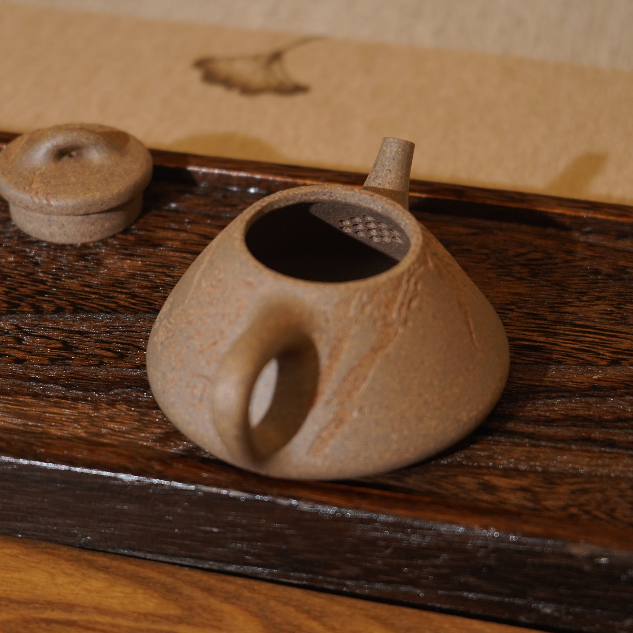 *新品*【子冶石瓢】全手工手磨段泥刻字畫紫砂茶壺