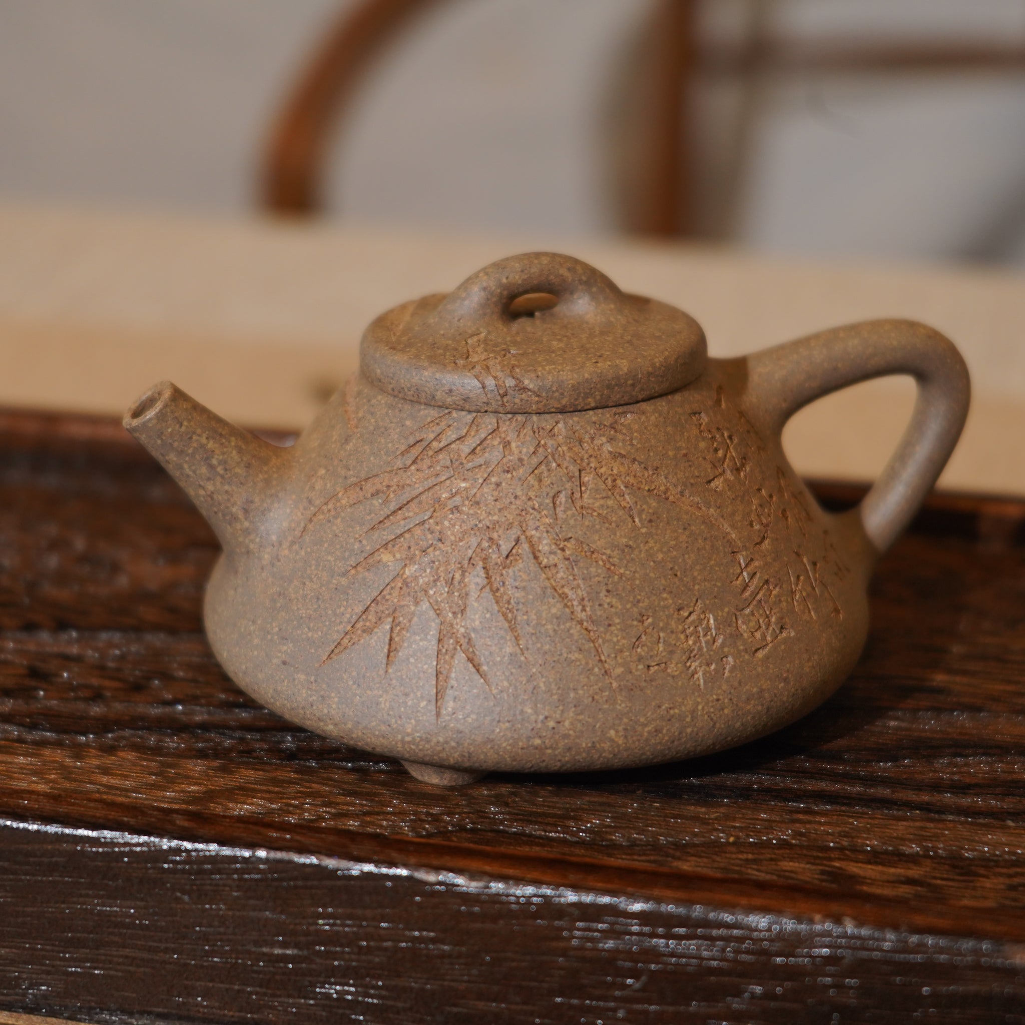 *新品*【子冶石瓢】全手工手磨段泥刻字畫紫砂茶壺