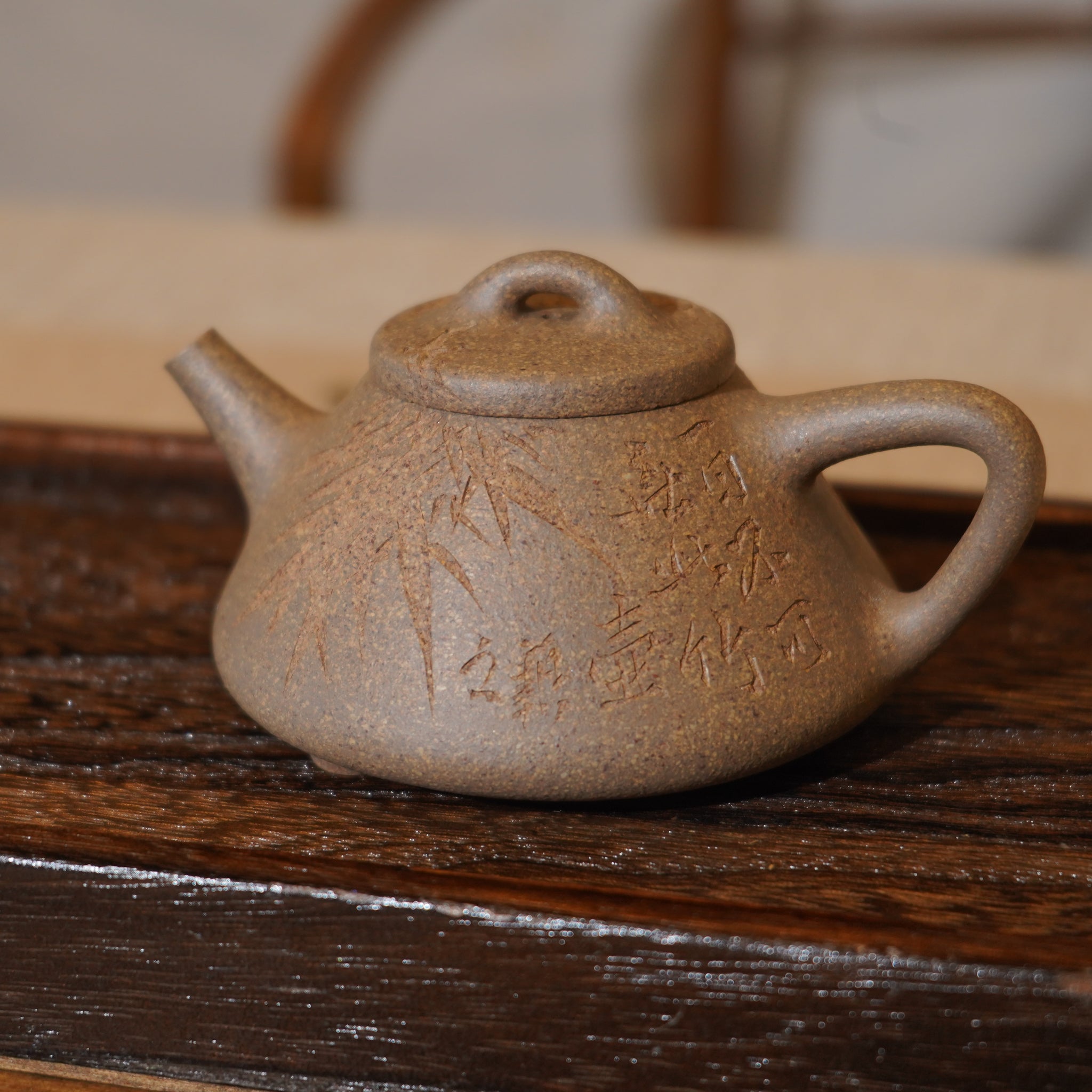 *新品*【子冶石瓢】全手工手磨段泥刻字畫紫砂茶壺