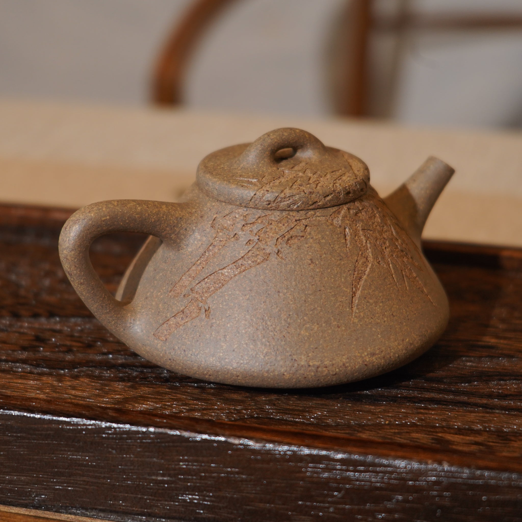 *新品*【子冶石瓢】全手工手磨段泥刻字畫紫砂茶壺