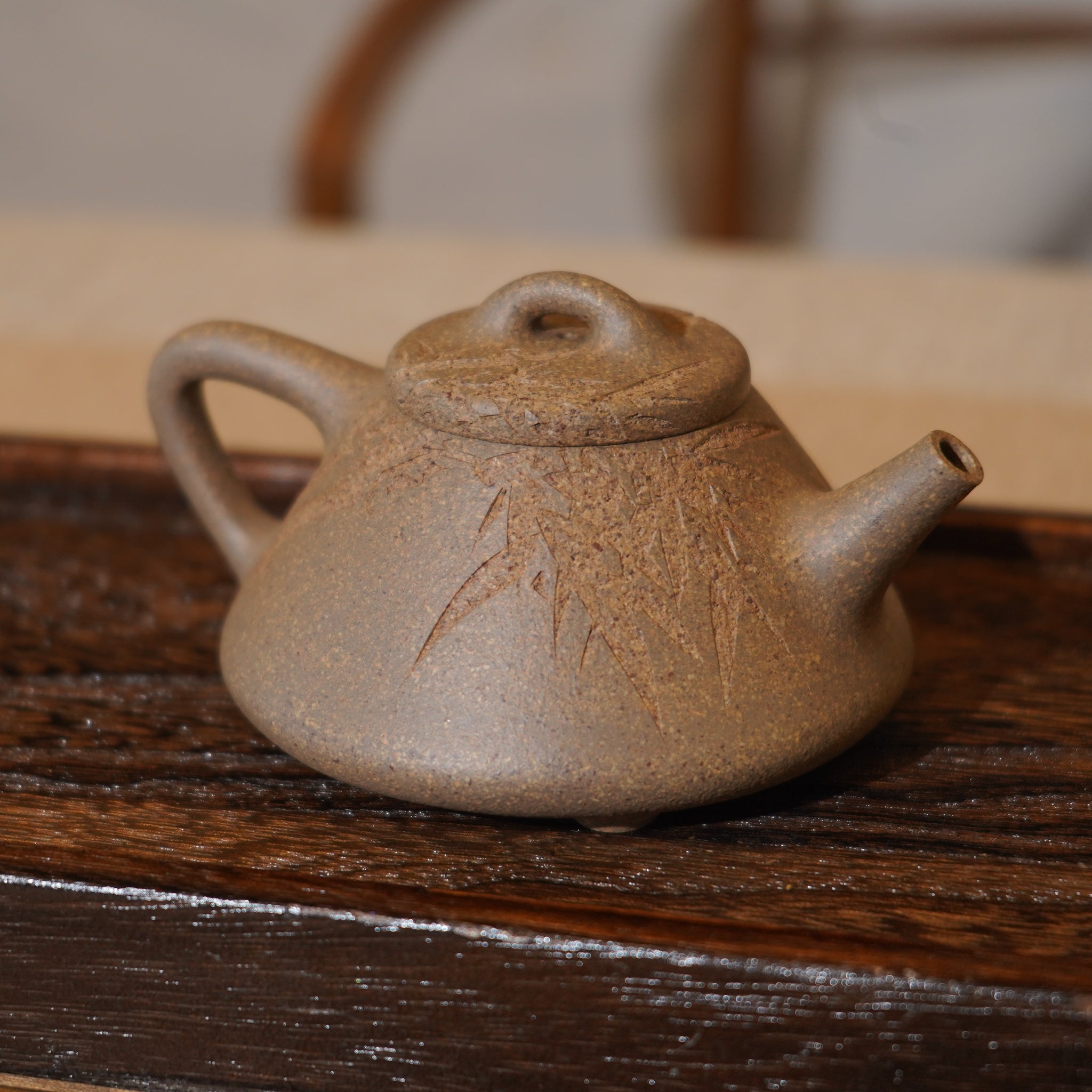 *新品*【子冶石瓢】全手工手磨段泥刻字畫紫砂茶壺