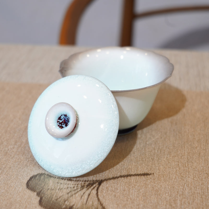 *新品*【花邊撇口兩才蓋碗】景德鎮蘇打燒蓋碗