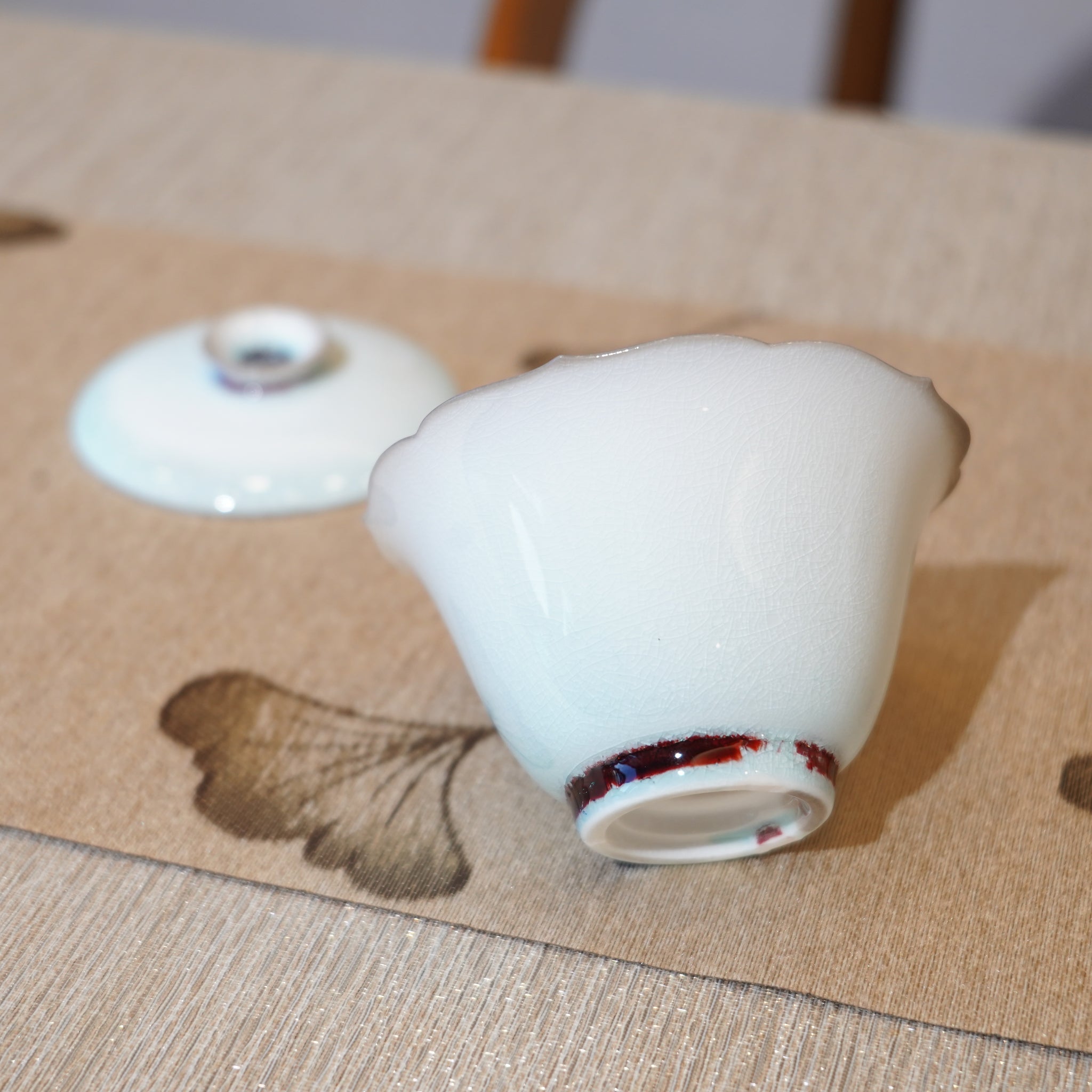 *新品*【花邊撇口兩才蓋碗】景德鎮蘇打燒蓋碗