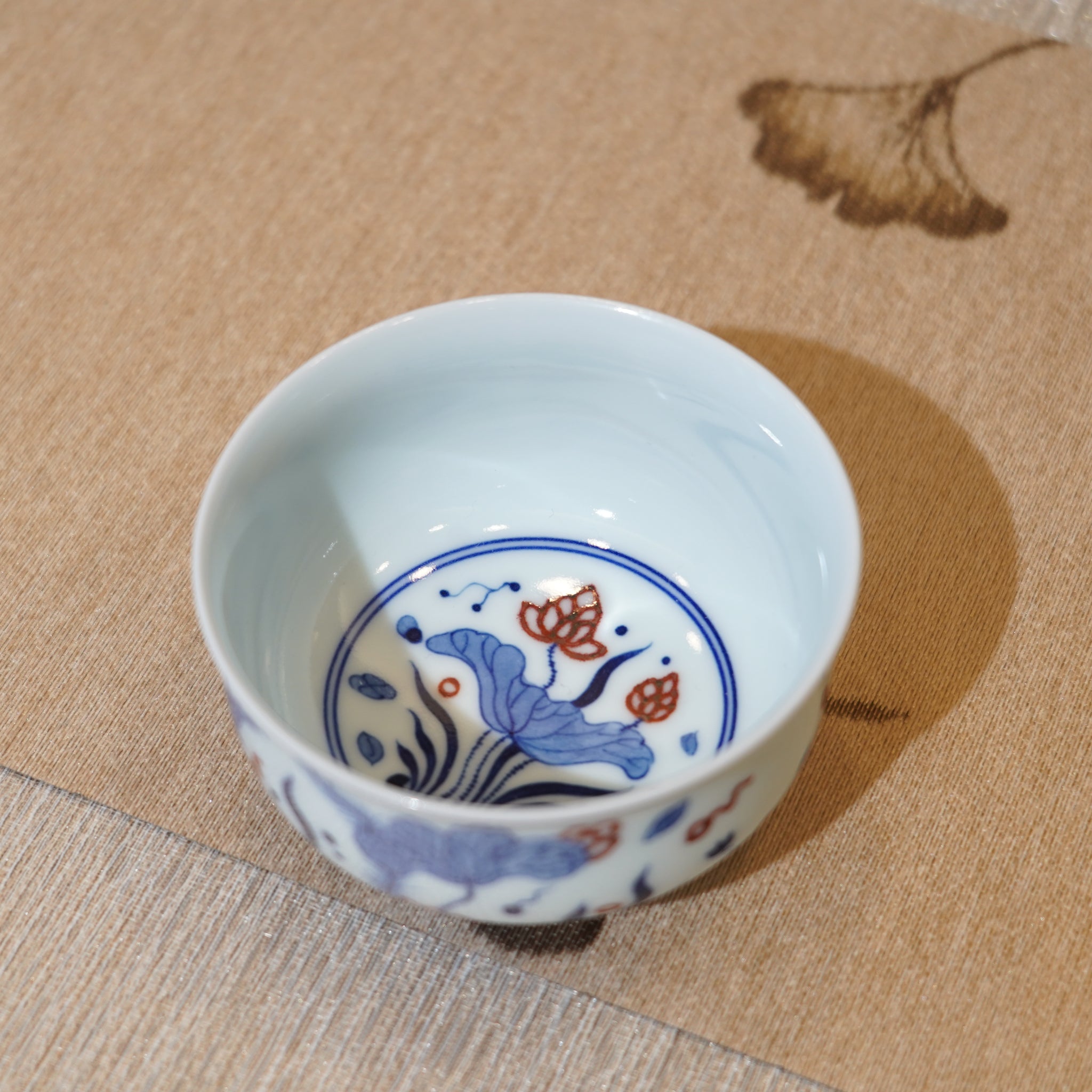 *新品*【魚藻紋】景德鎮手繪青花釉裏紅圓融主人杯