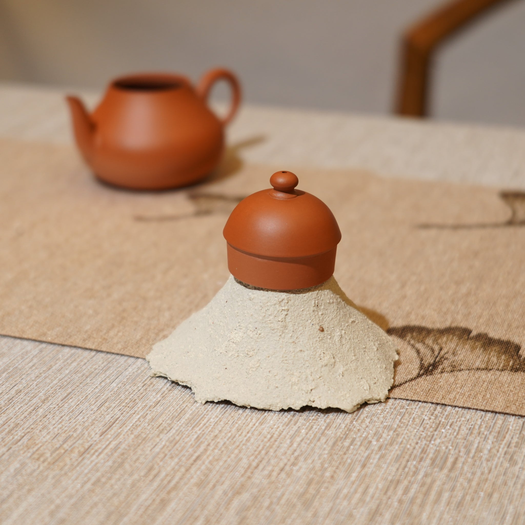 *新品*【雪隱·礫泊】全手工灰陶炻器茶置蓋置