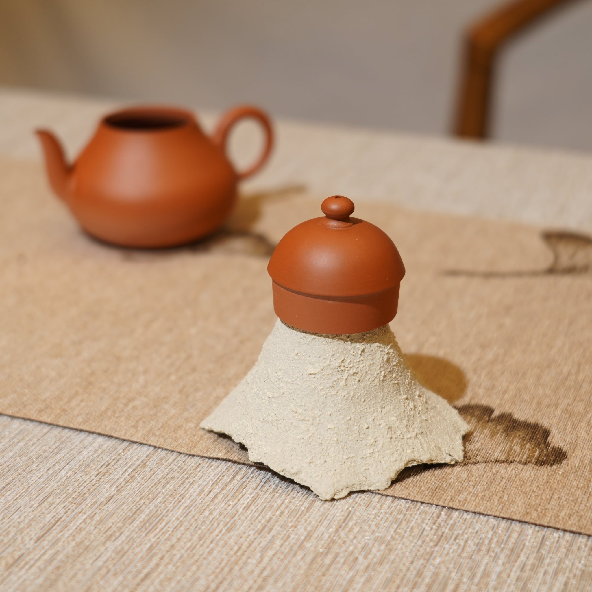 *新品*【雪隱·礫泊】全手工灰陶炻器茶置蓋置