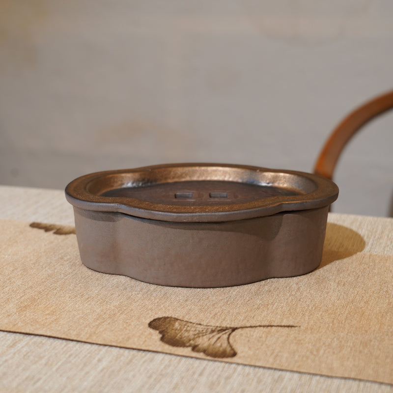 *新品*【海棠】金屬鎏金古銅釉窯變炻器壺承