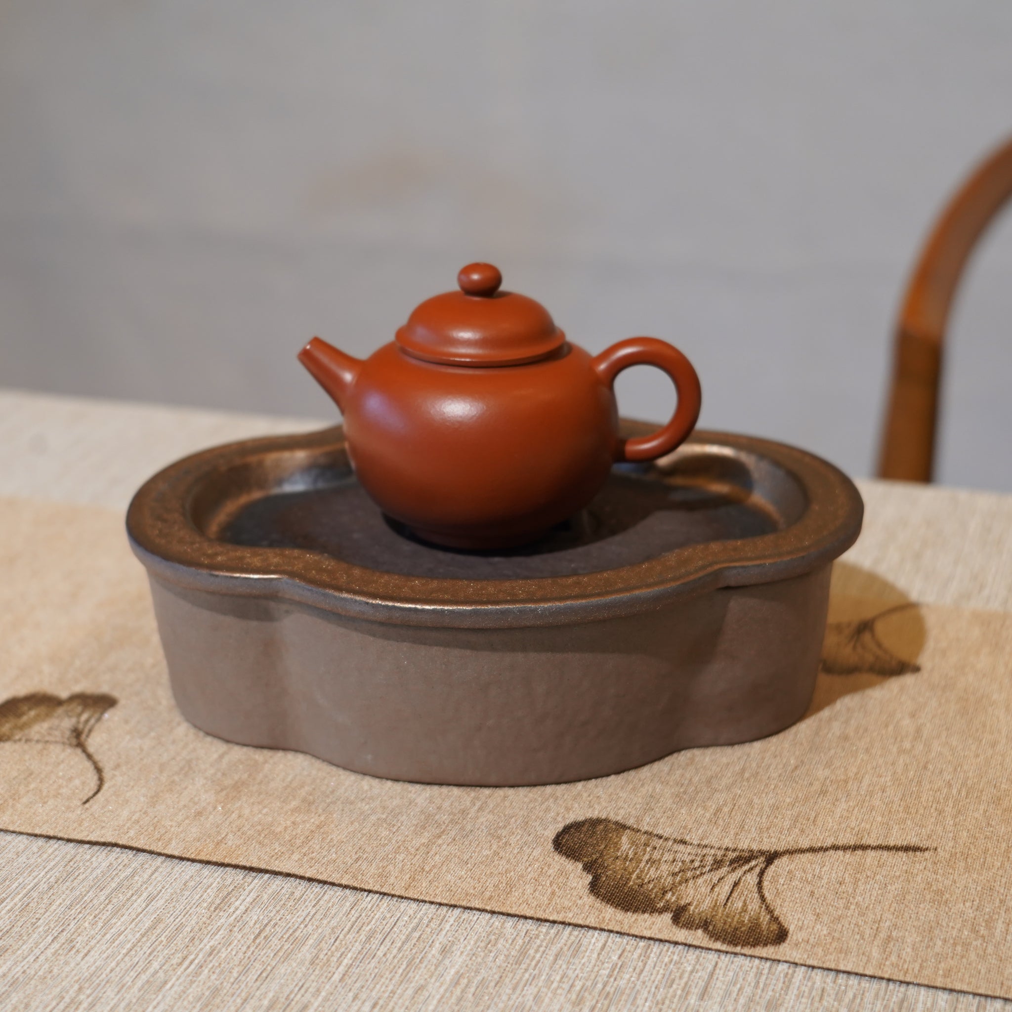 *新品*【海棠】金屬鎏金古銅釉窯變炻器壺承