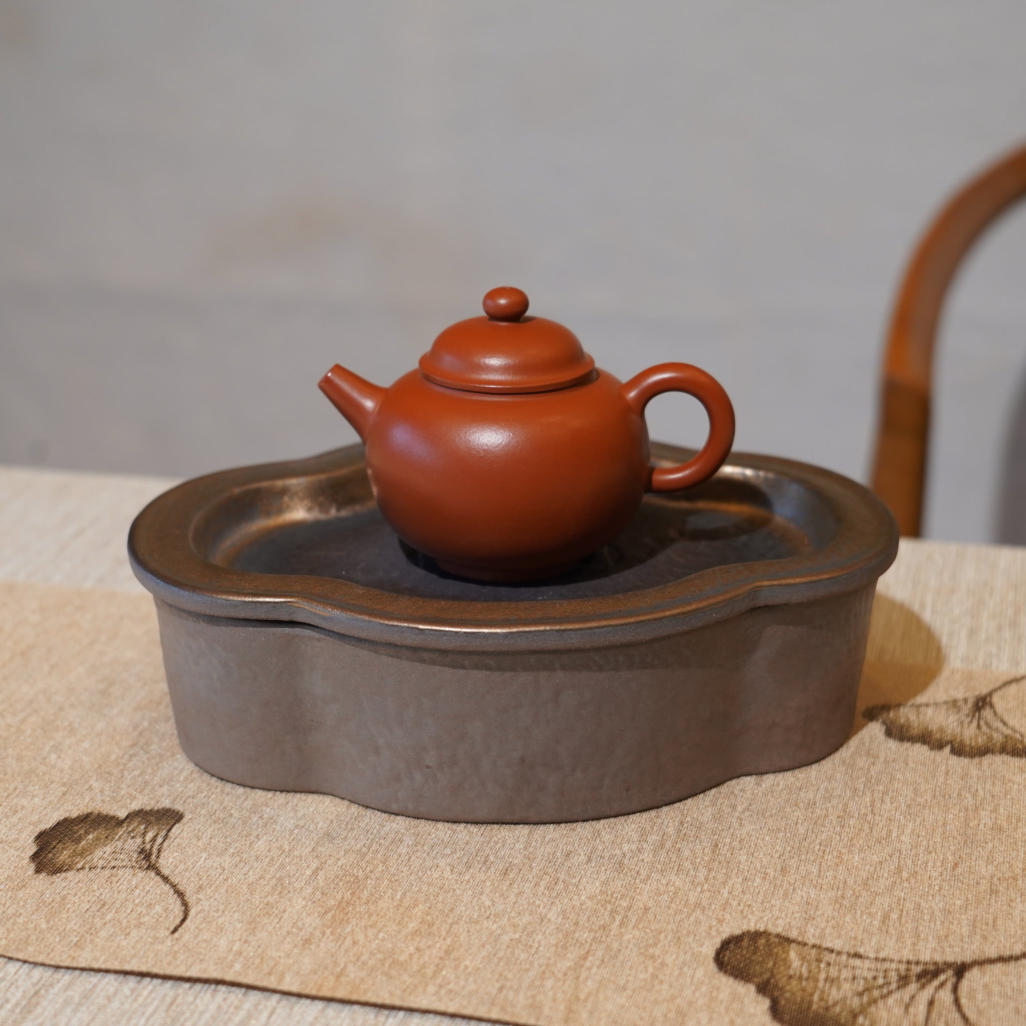 *新品*【海棠】金屬鎏金古銅釉窯變炻器壺承