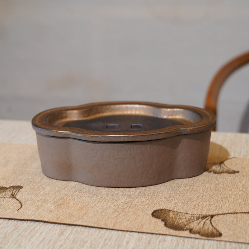 *新品*【海棠】金屬鎏金古銅釉窯變炻器壺承