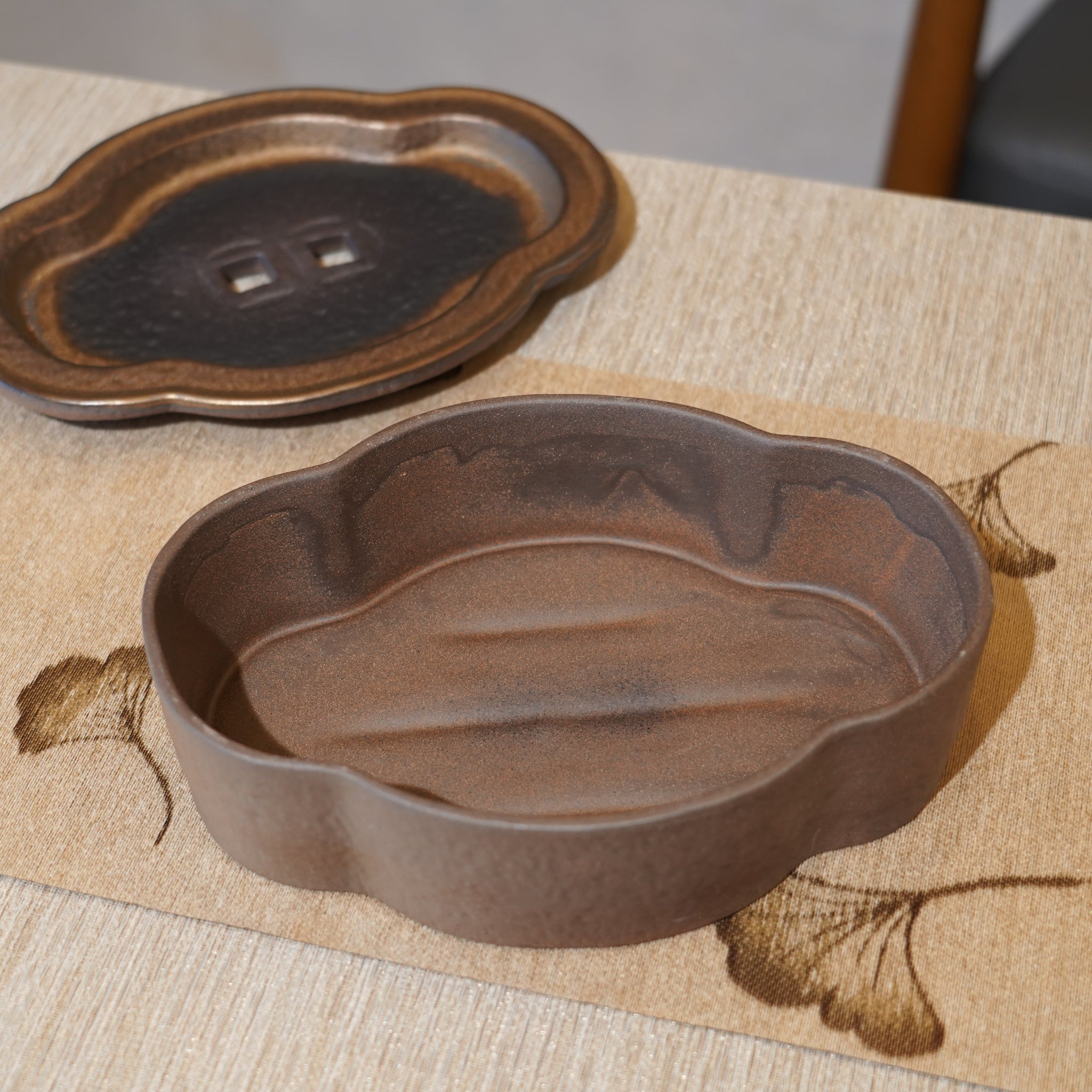 *新品*【海棠】金屬鎏金古銅釉窯變炻器壺承