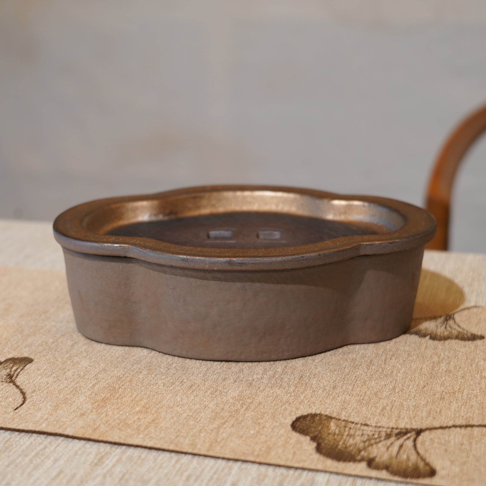 *新品*【海棠】金屬鎏金古銅釉窯變炻器壺承