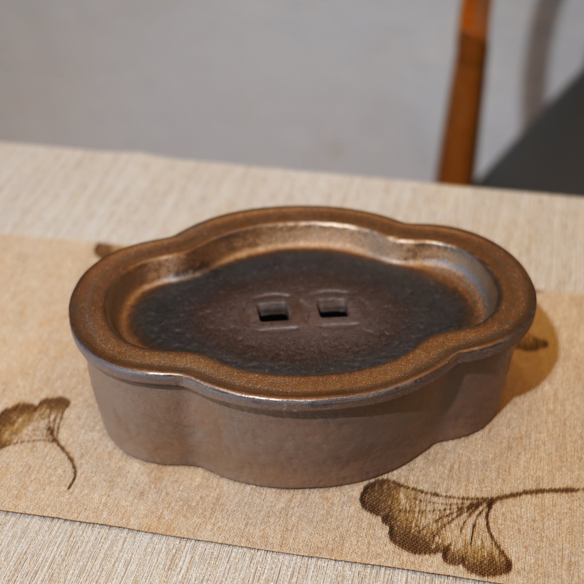 *新品*【海棠】金屬鎏金古銅釉窯變炻器壺承