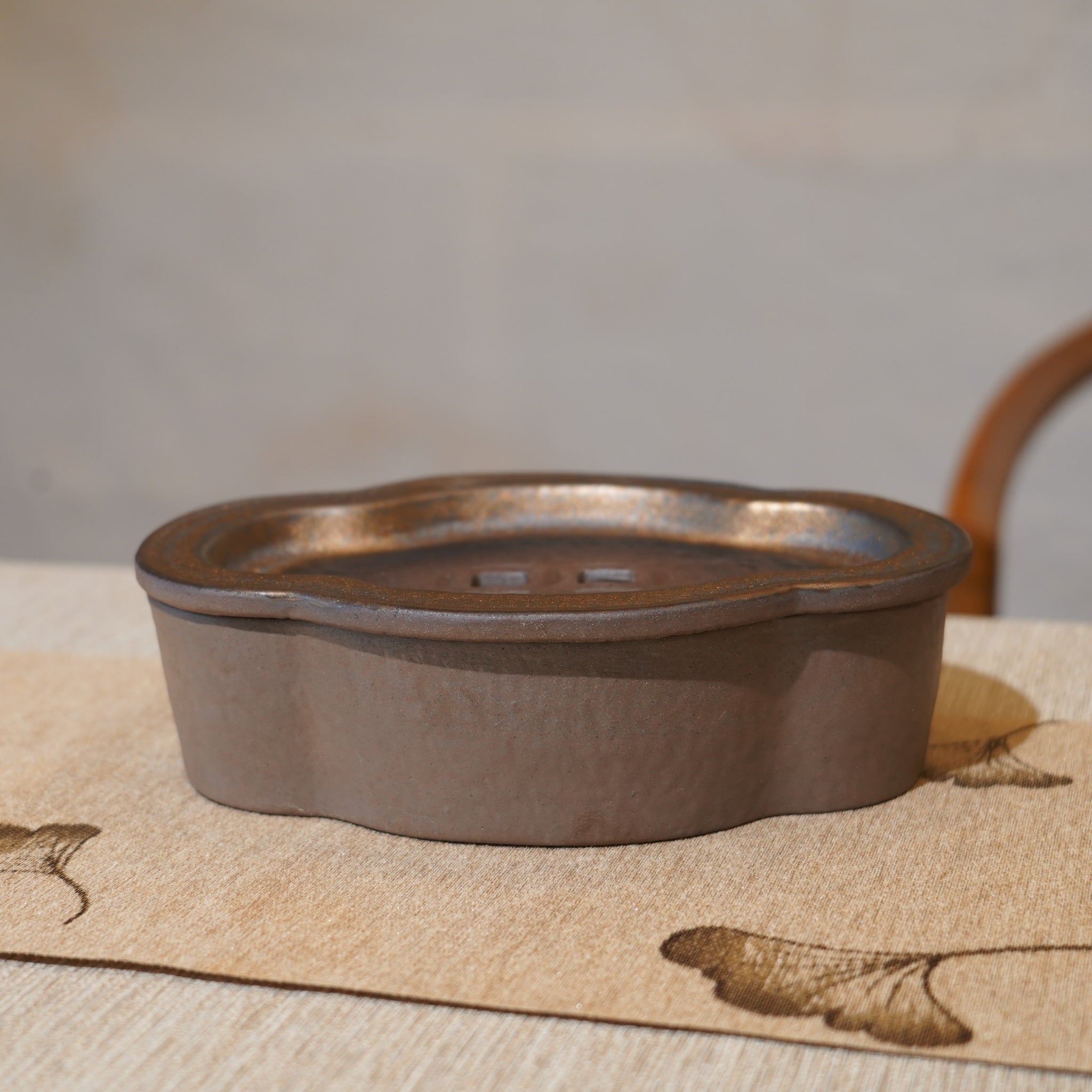 *新品*【海棠】金屬鎏金古銅釉窯變炻器壺承