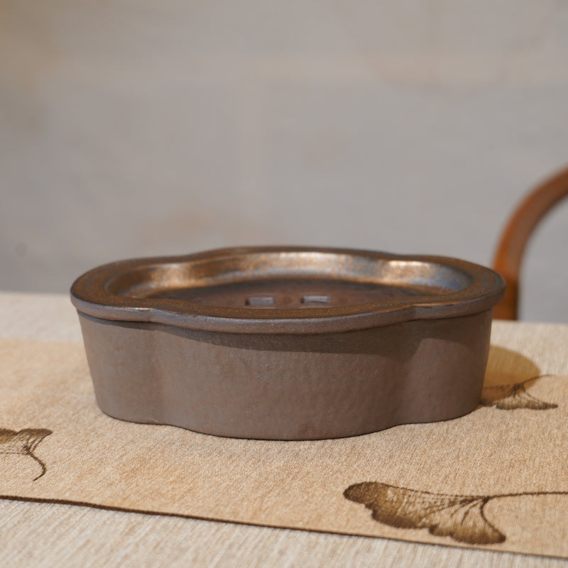 *新品*【海棠】金屬鎏金古銅釉窯變炻器壺承