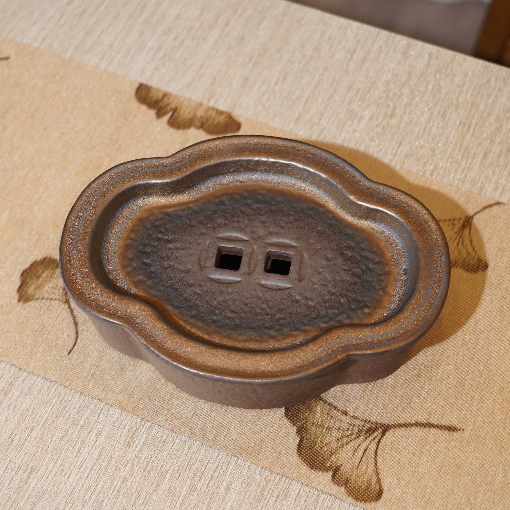 *新品*【海棠】金屬鎏金古銅釉窯變炻器壺承