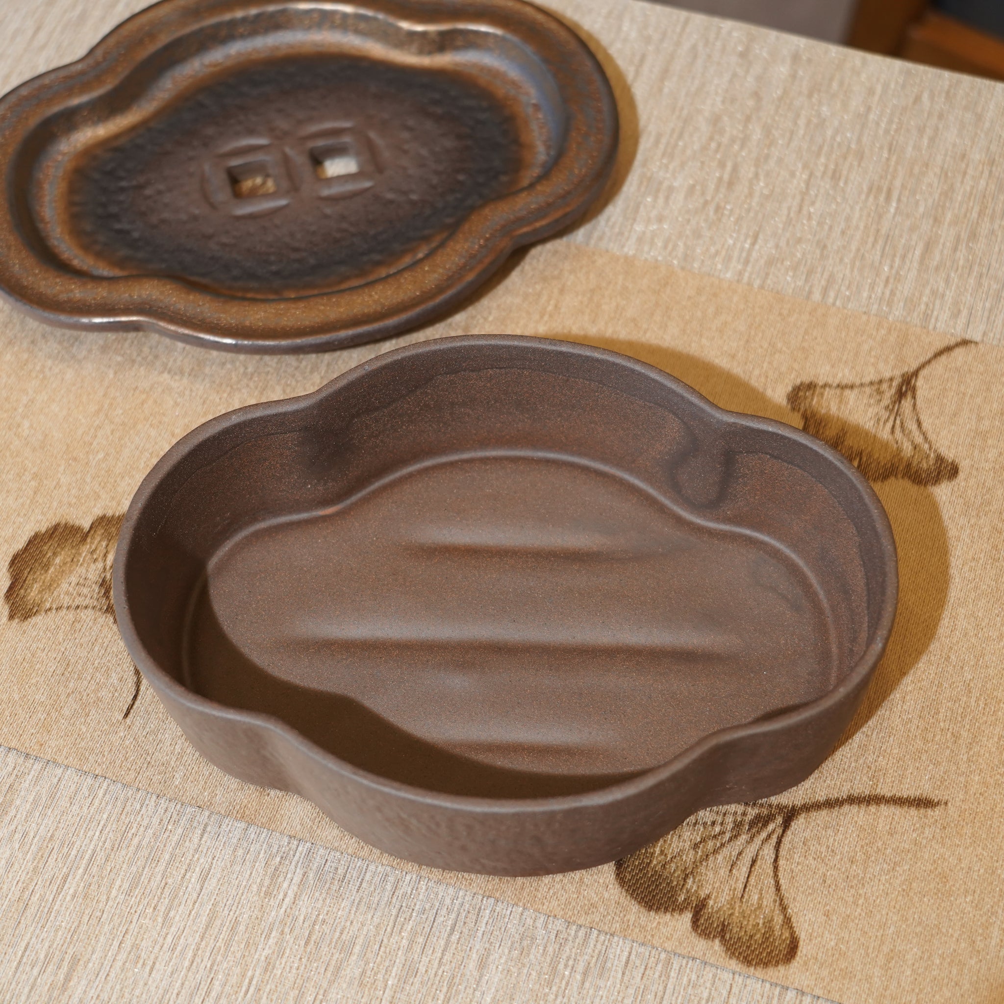 *新品*【海棠】金屬鎏金古銅釉窯變炻器壺承