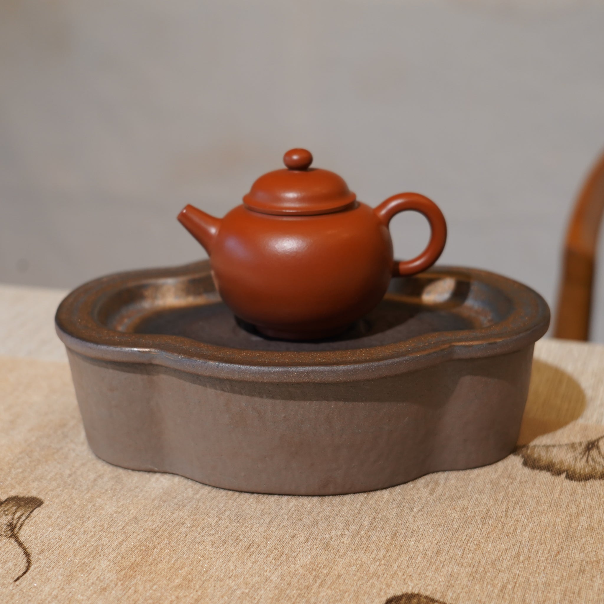 *新品*【海棠】金屬鎏金古銅釉窯變炻器壺承