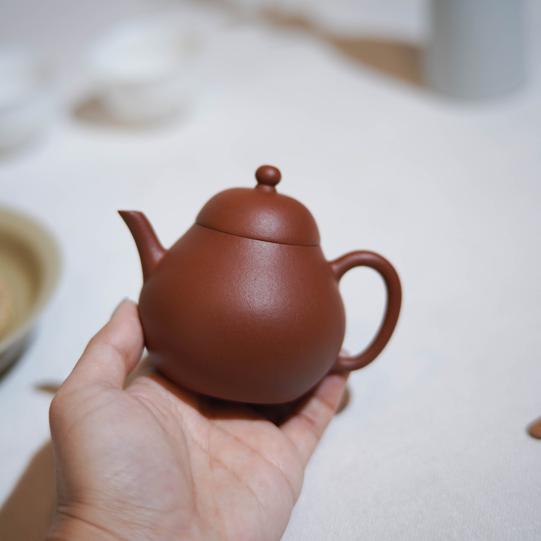 *New Product* [Kuanglanzhai·Pear Style] Fully handmade raw mineral cinnabar mud and purple sand teapot