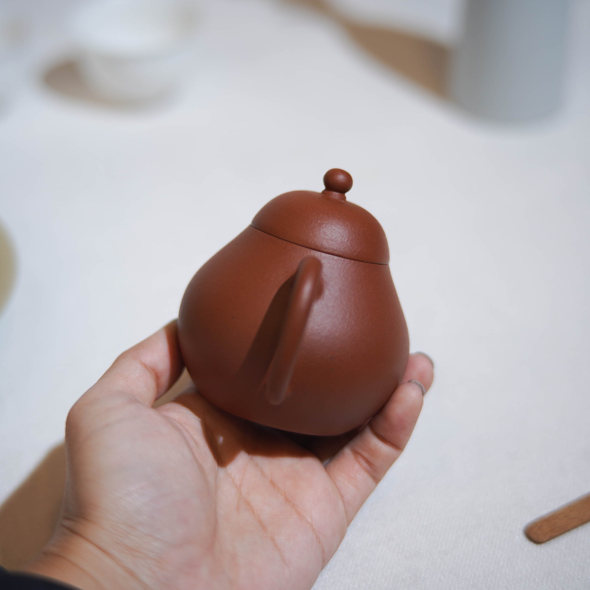 *New Product* [Kuanglanzhai·Pear Style] Fully handmade raw mineral cinnabar mud and purple sand teapot